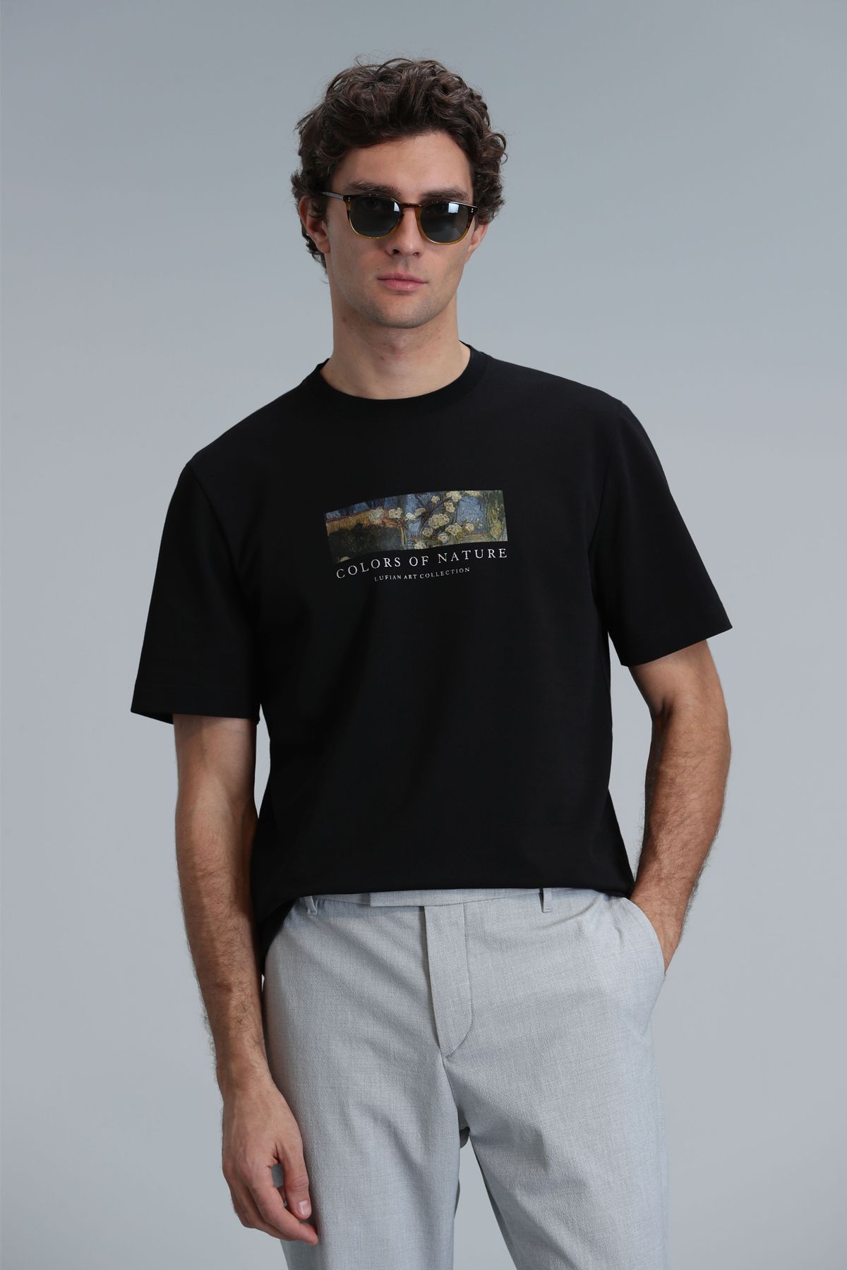Lufian Modern Grafik T- Shirt Siyah