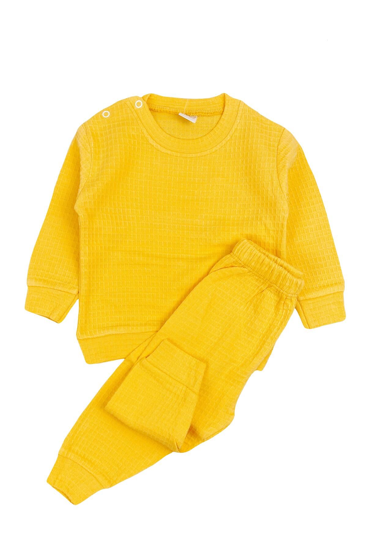 Mini Okyanus Bebe Penye Bebek Pijama Takımı Sarı