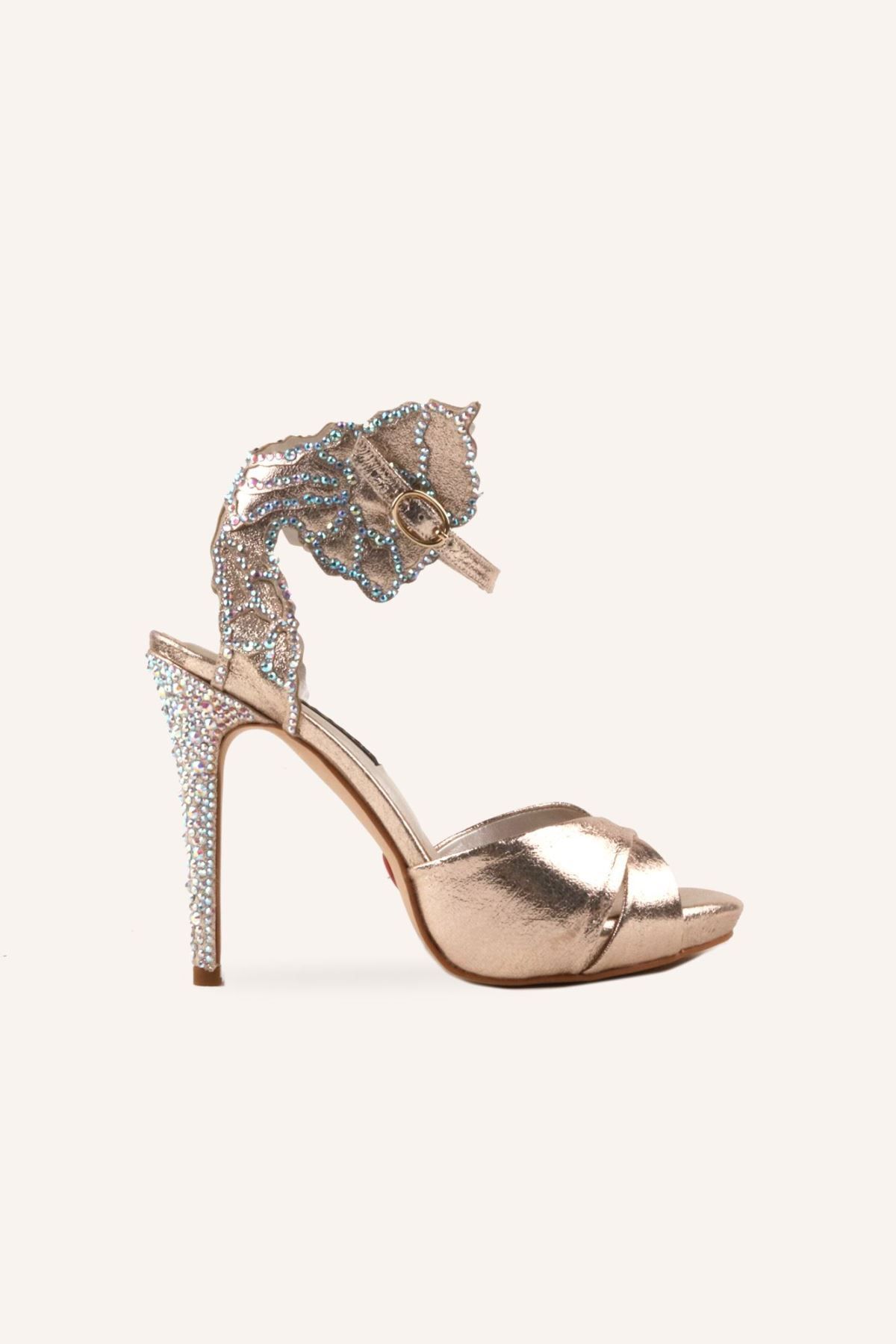 Marcatelli Altın Liza Topuklu Ayakkabı
