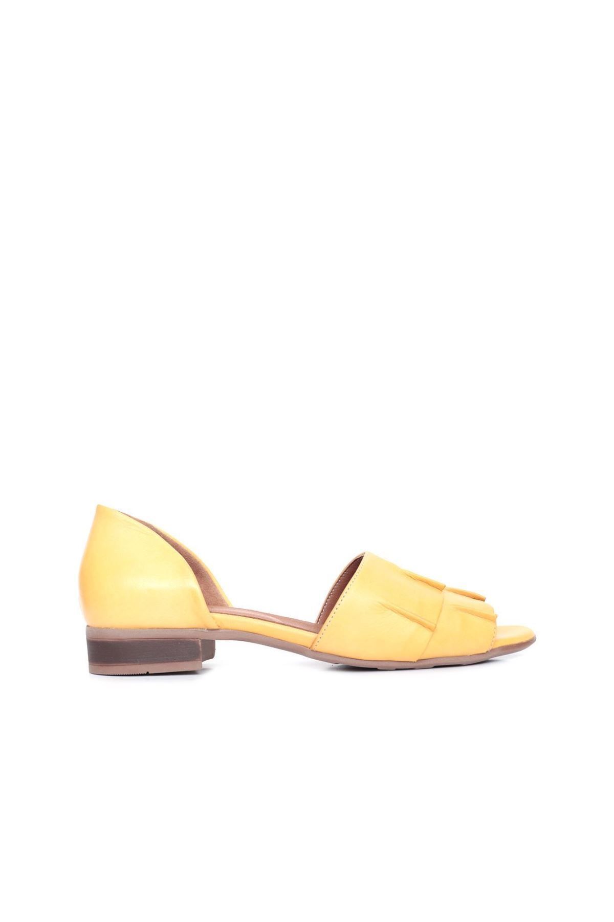 BUENO Shoes Sarı Deri Kadın Babet