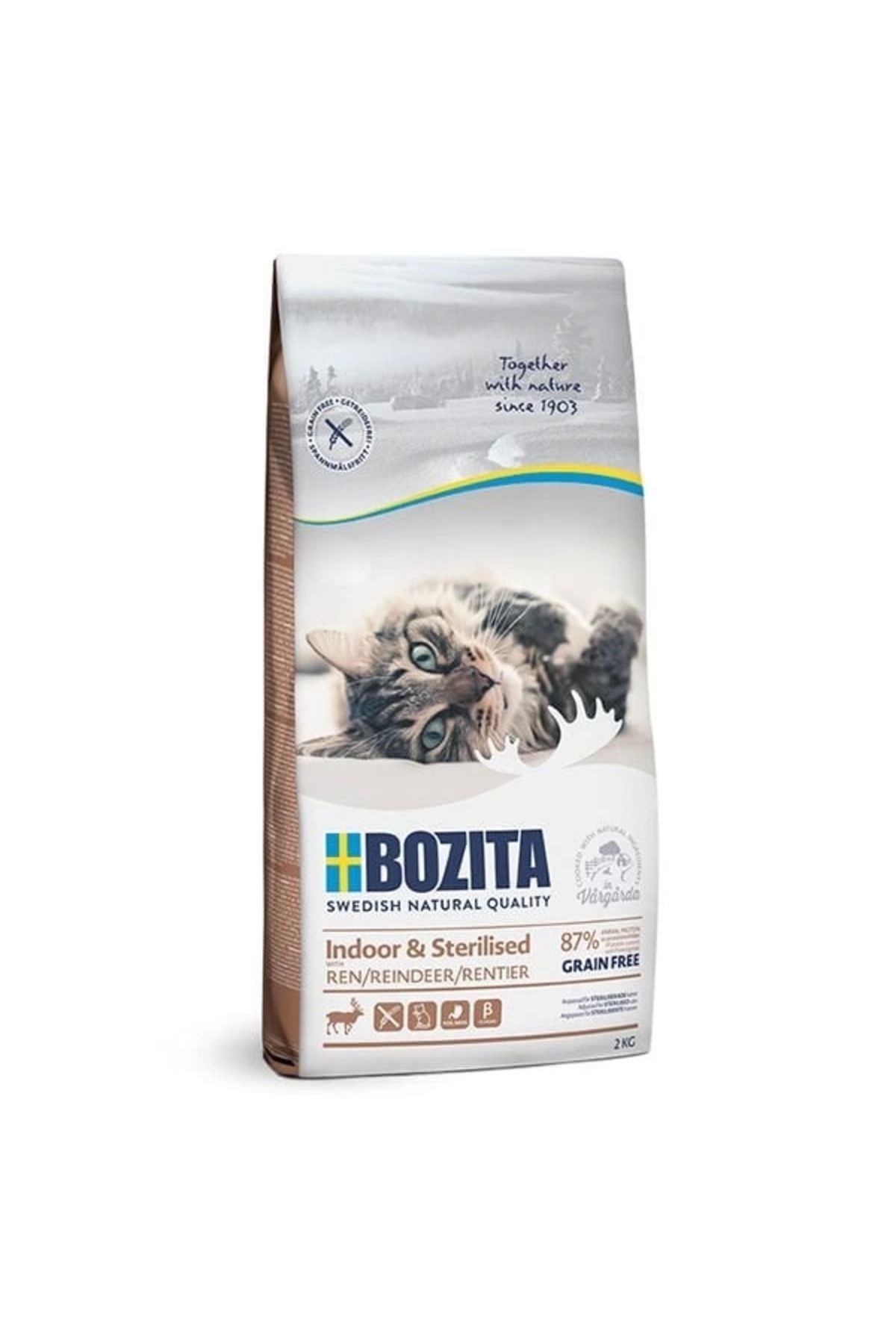 Bozita Adult Indoor Kısırlaştırılmış Tahılsız Geyikli Yetişkin Kedi Maması 2 Kg
