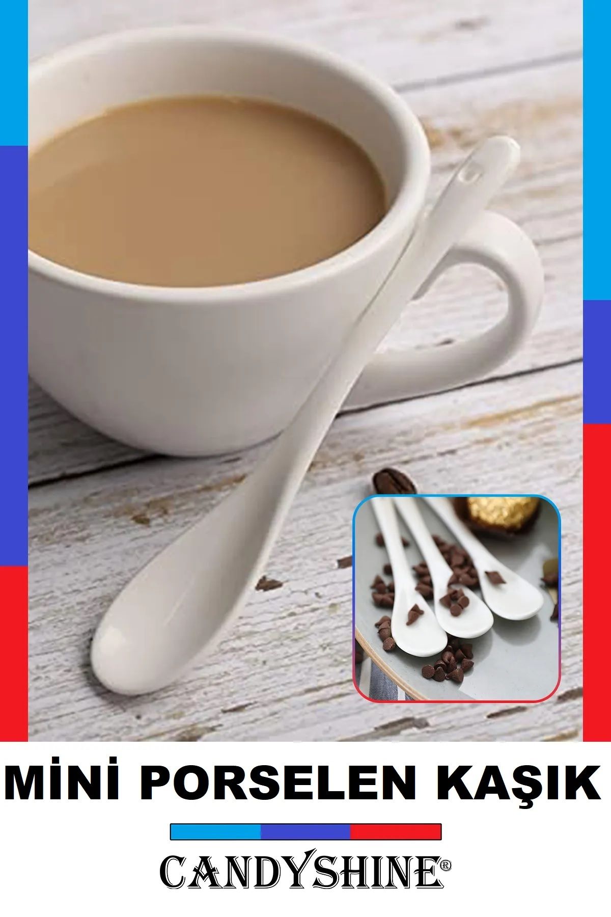 CandyShine Lüks Porselen Mini Kaşık Çay Kahve Tatlı Şeker Tuz Baharat Reçel Mama Kaşığı