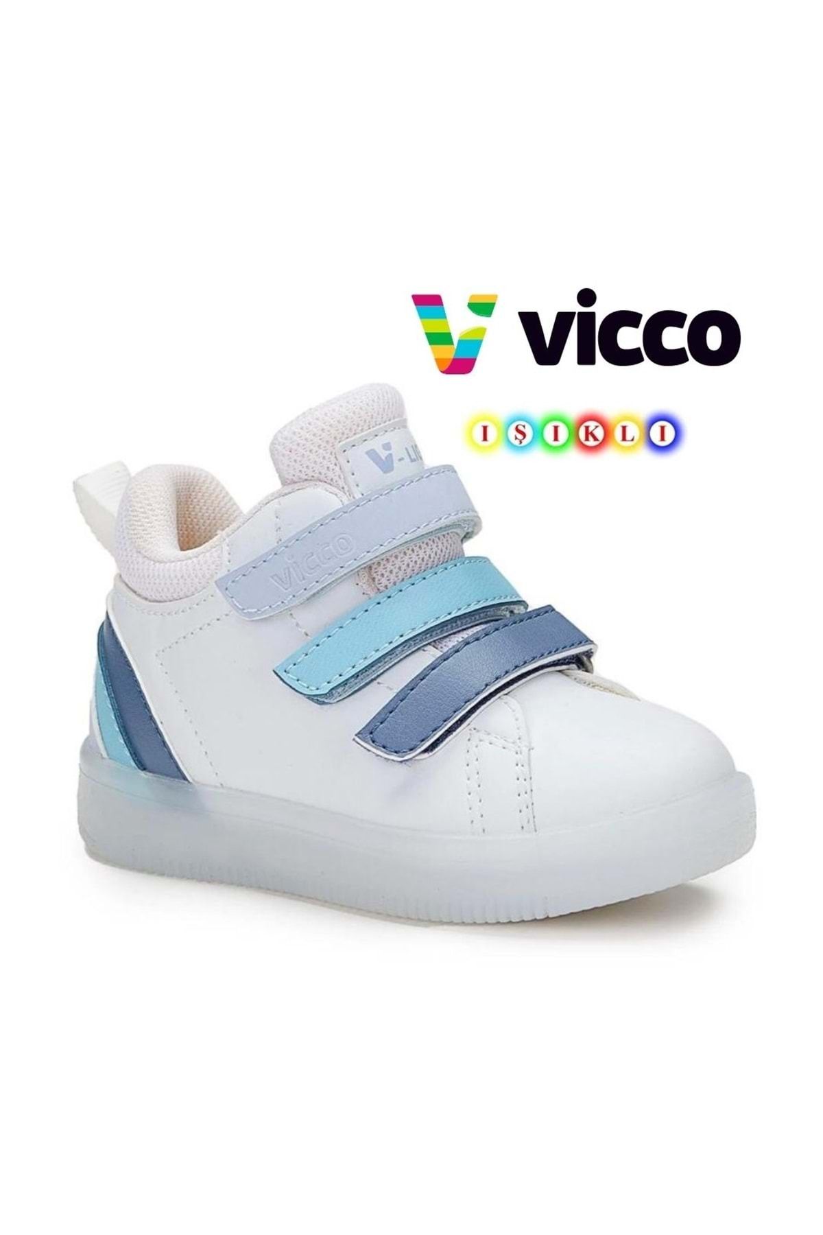 Kids Club Shoes Vicco Rainbow Işıklı Ortopedik Çocuk Boğazlı Spor Ayakkabı MAVİ