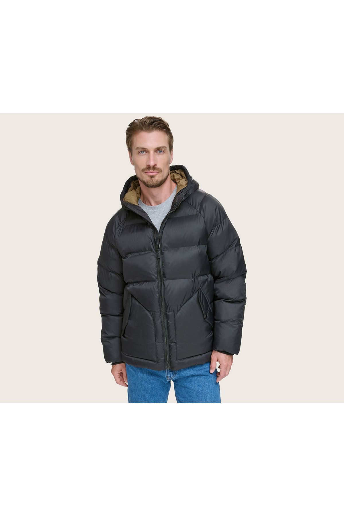 Dockers Recycled Puffer Parka Siyah Mont