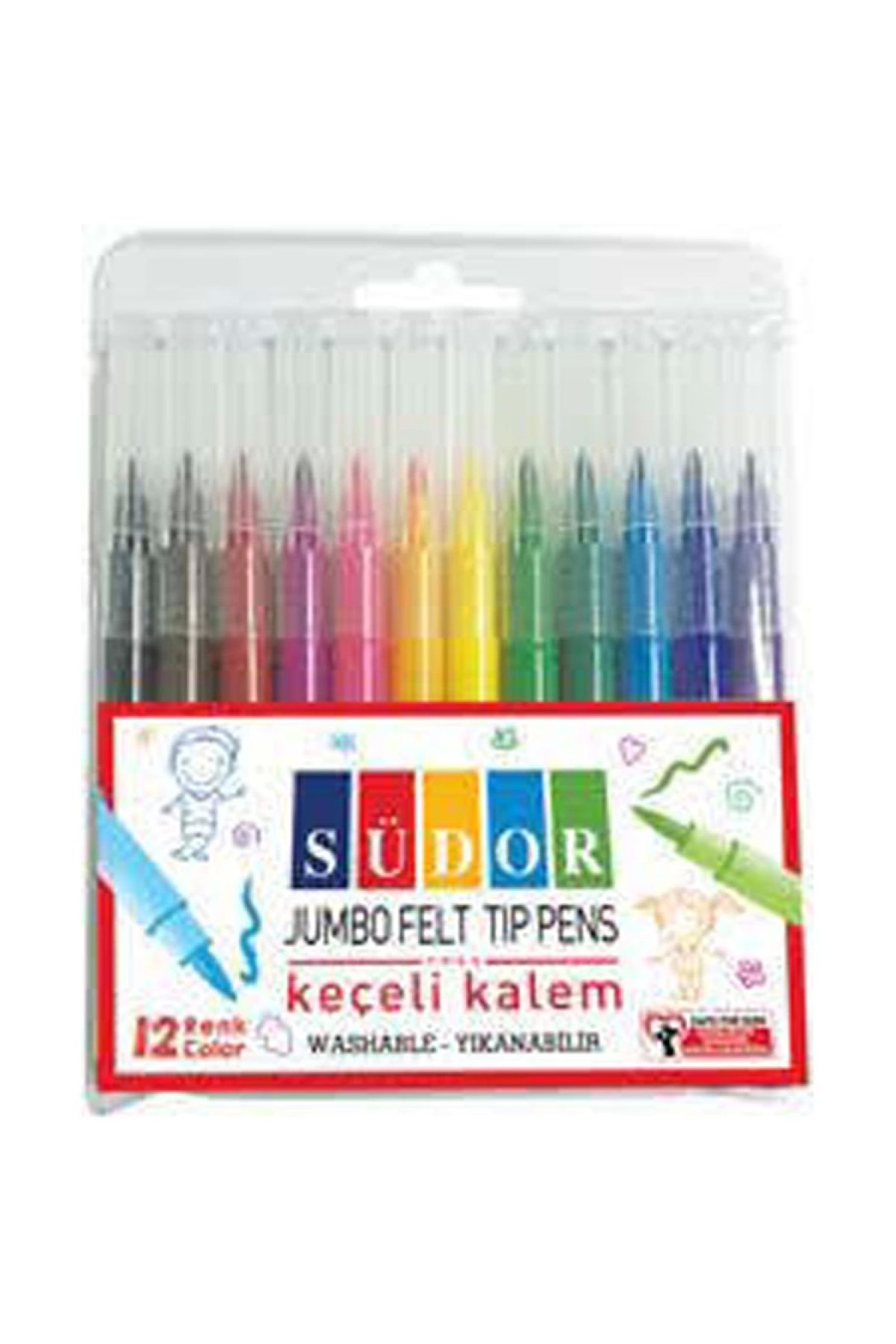 Südor Kk02 Yıkanabilir Jumbo Keçeli Kalem 12 Renk