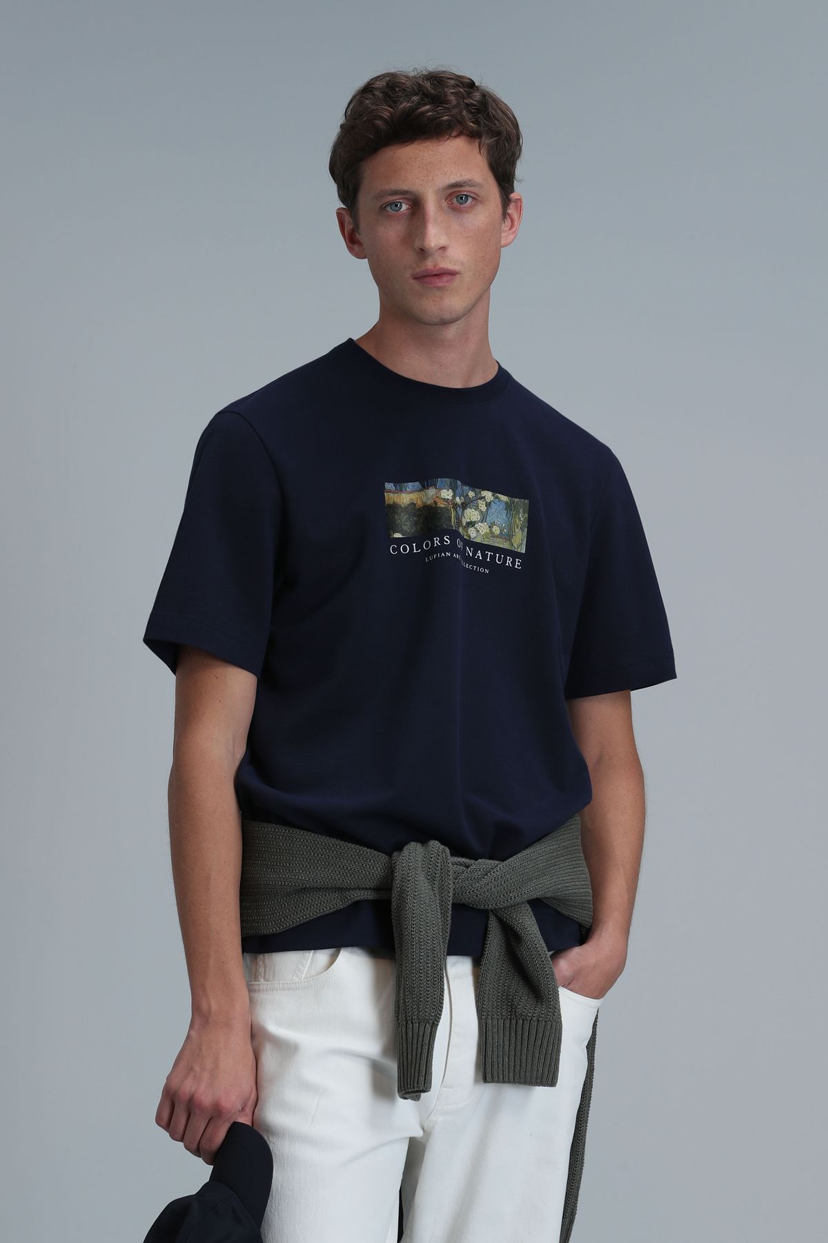 Lufian Bıanca Modern Grafik T- Shirt Lacivert