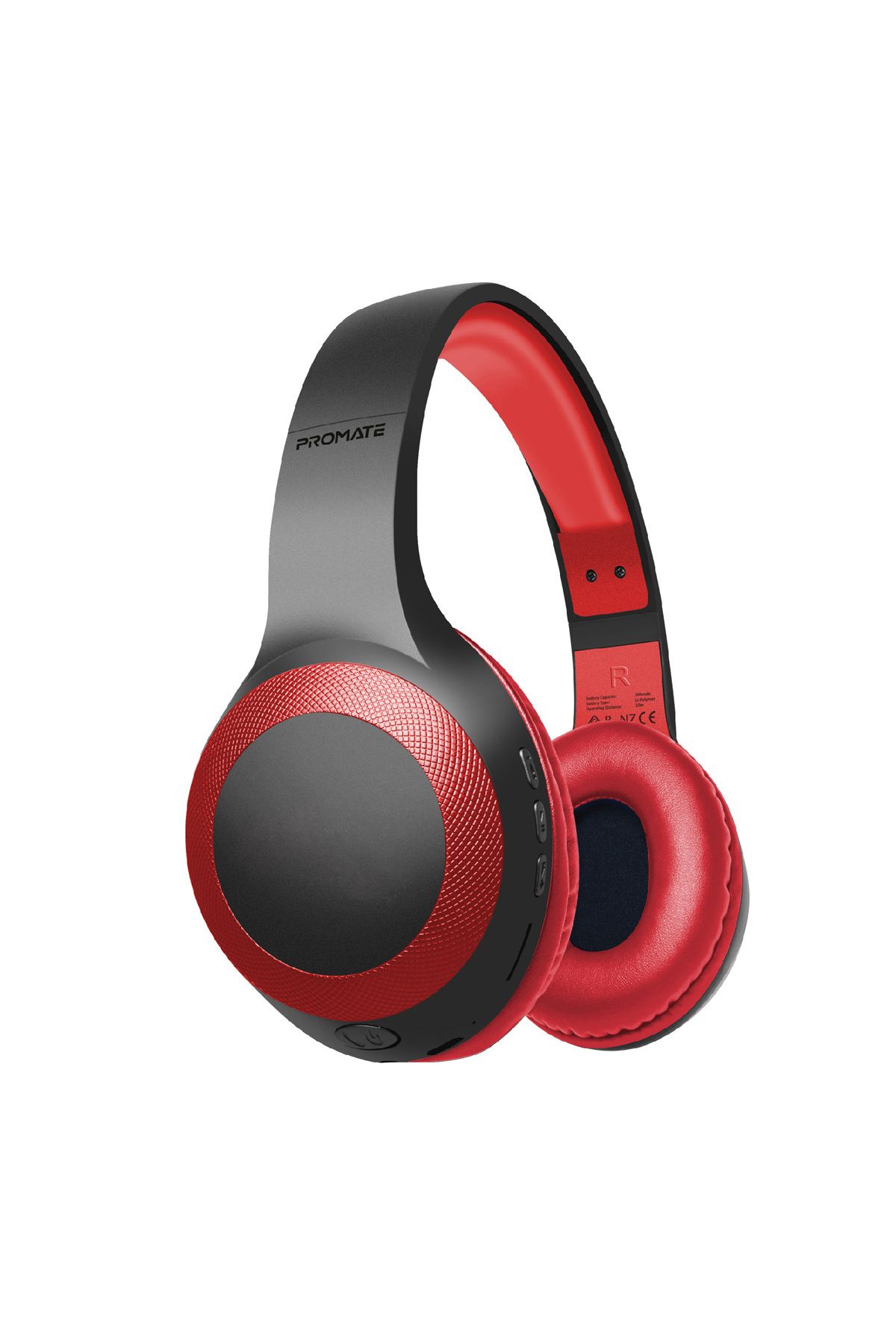 Promate LaBoca Derin Bas Hi-Fi Ses Kablolu/Kablosuz Kulaküstü Mikrofonlu Bluetooth Kulaklık Kırmızı