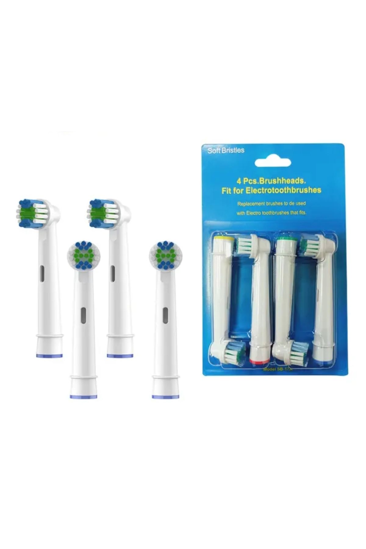 SoftBristles 4 Adet Standard Cleaning Type Sb-17x Oral-b Şarjlı Ve Pilli Diş Fırçası Uyumlu Yedek Başlık