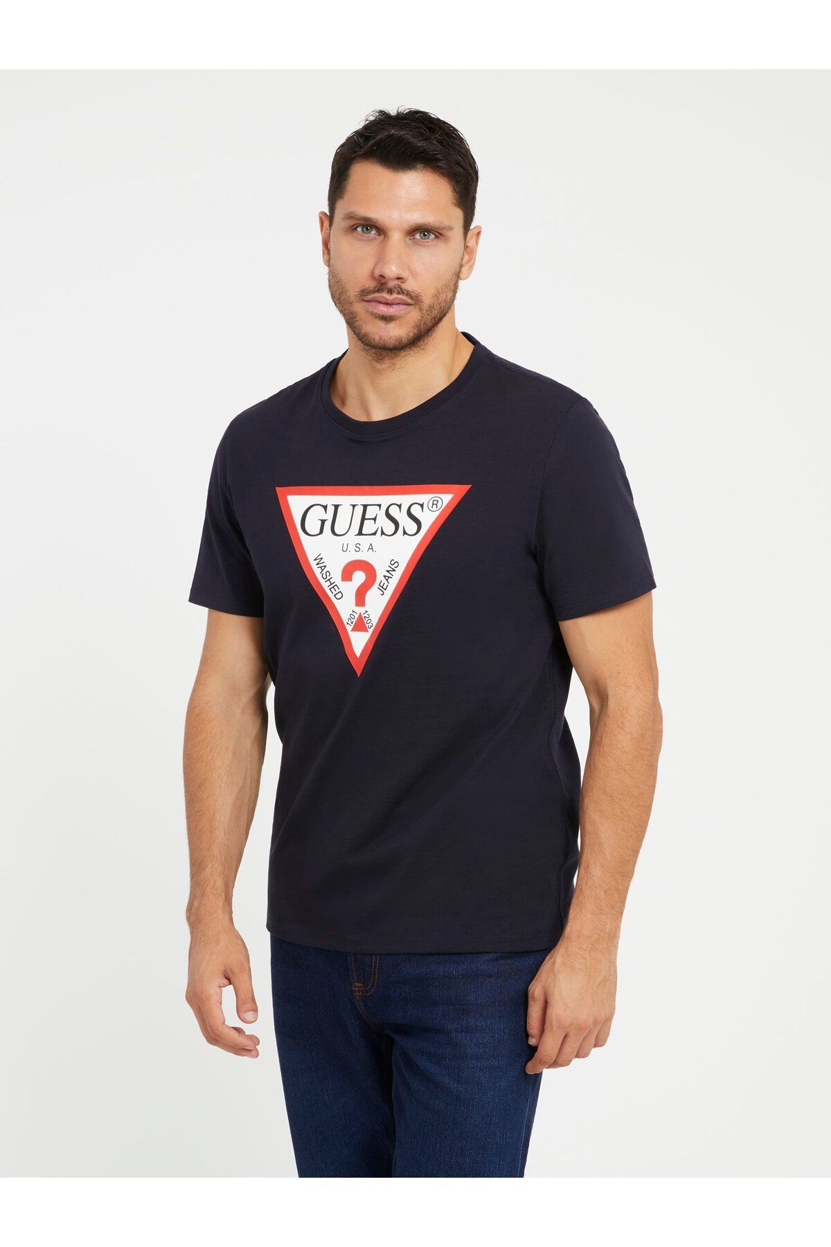 Guess Cn Ss Original Logo Erkek Slim Fit T-Shirt