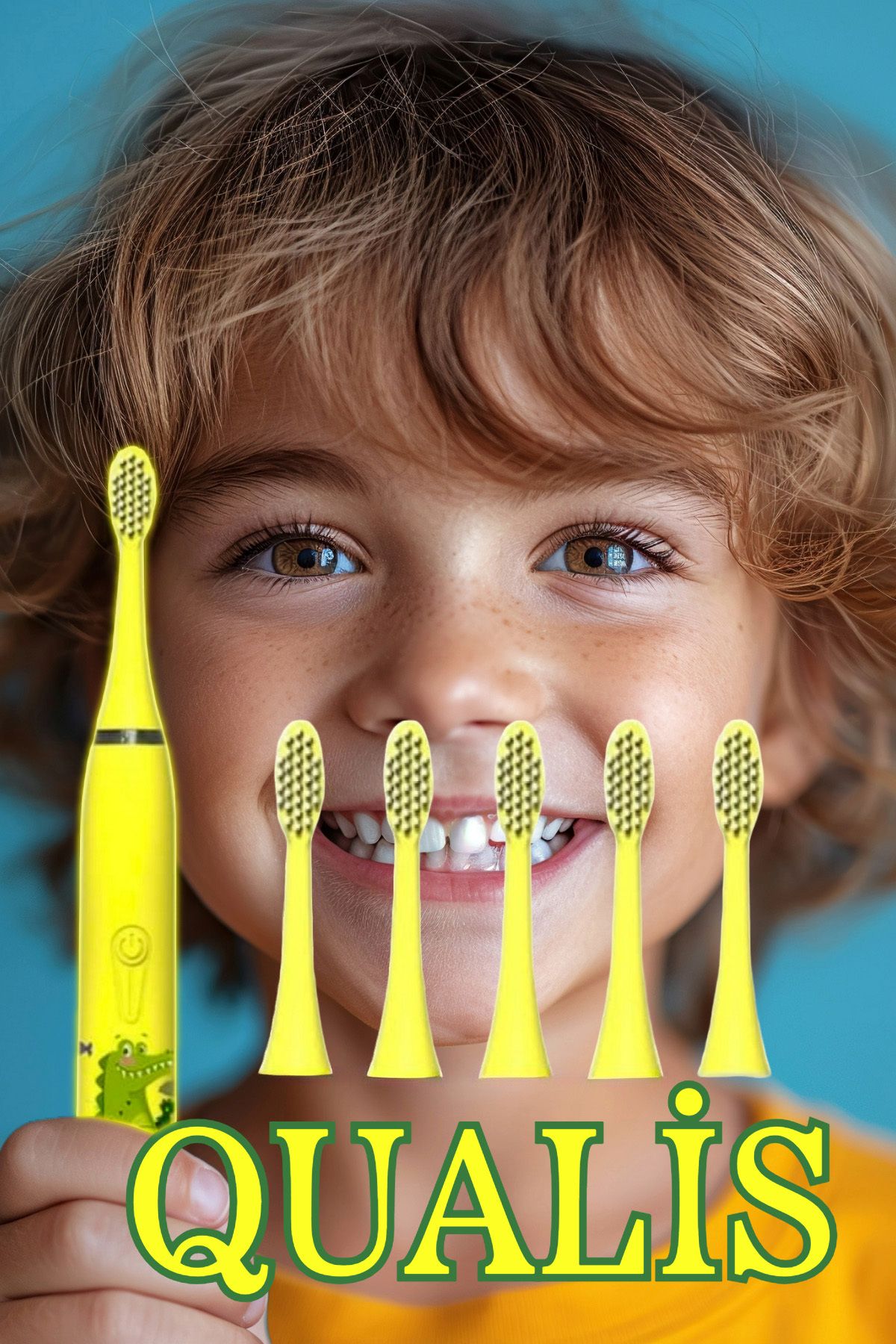Qualis X6 Sonic Pilli Çocuk Diş Fırçası 6 Başlık