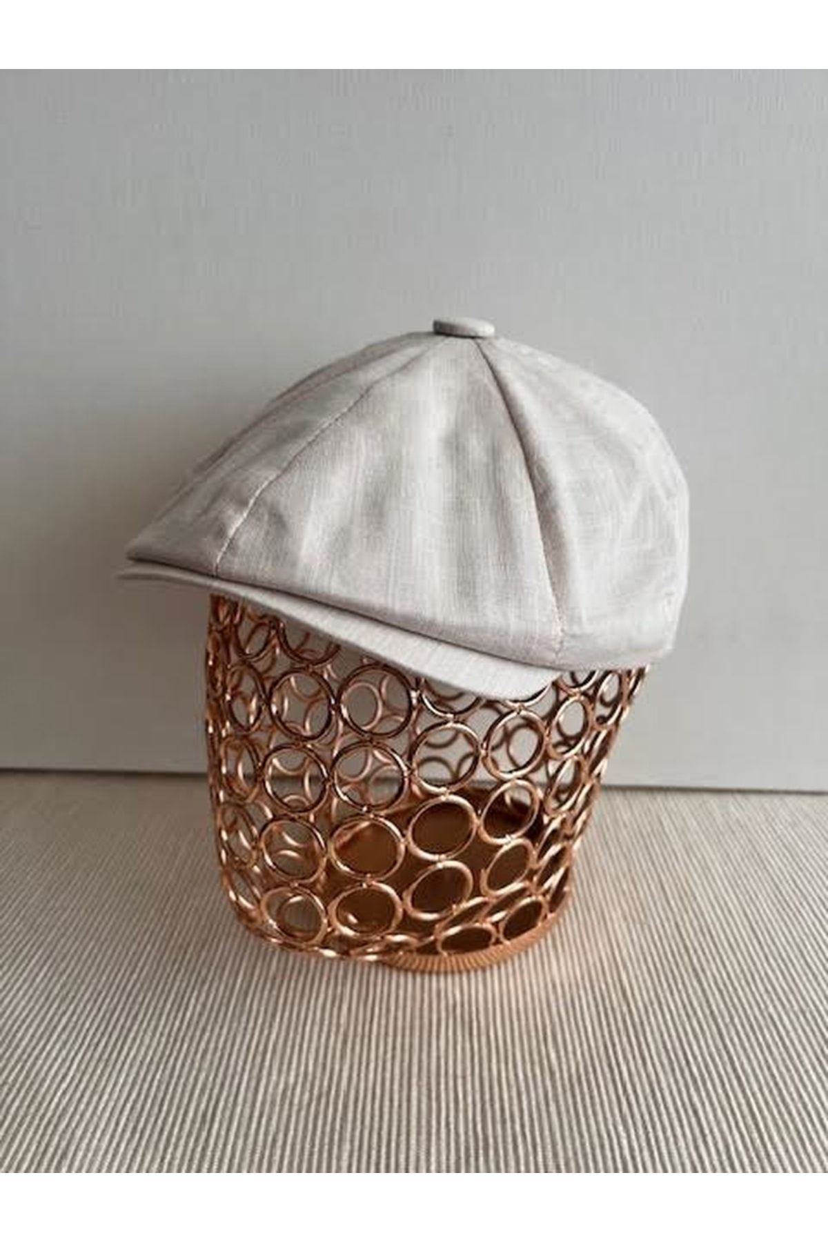 CosmoOutlet İngiliz Stili Sekiz Parça Arkası Lastikli Yazlık Bej Şapka