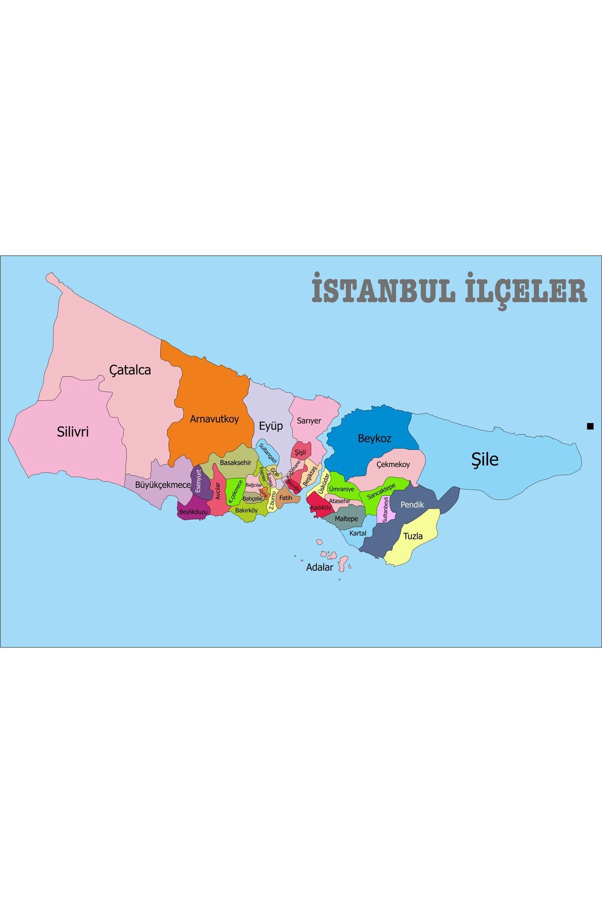 SIRADIŞI REKLAM İSTANBUL İLÇELER HARİTASI VİNİL BASKI 70*100 CM