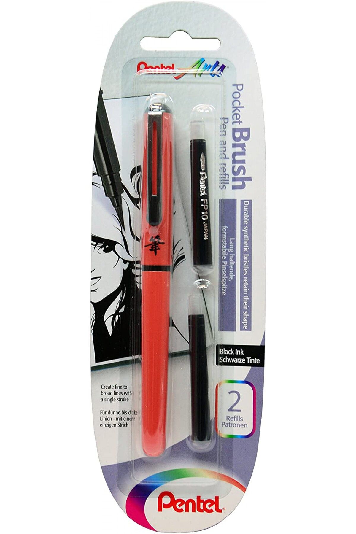 Pentel Arts Pocket Brush Cep Tipi Fırça Uçlu Kalem - Turuncu-xgfkp-fp10