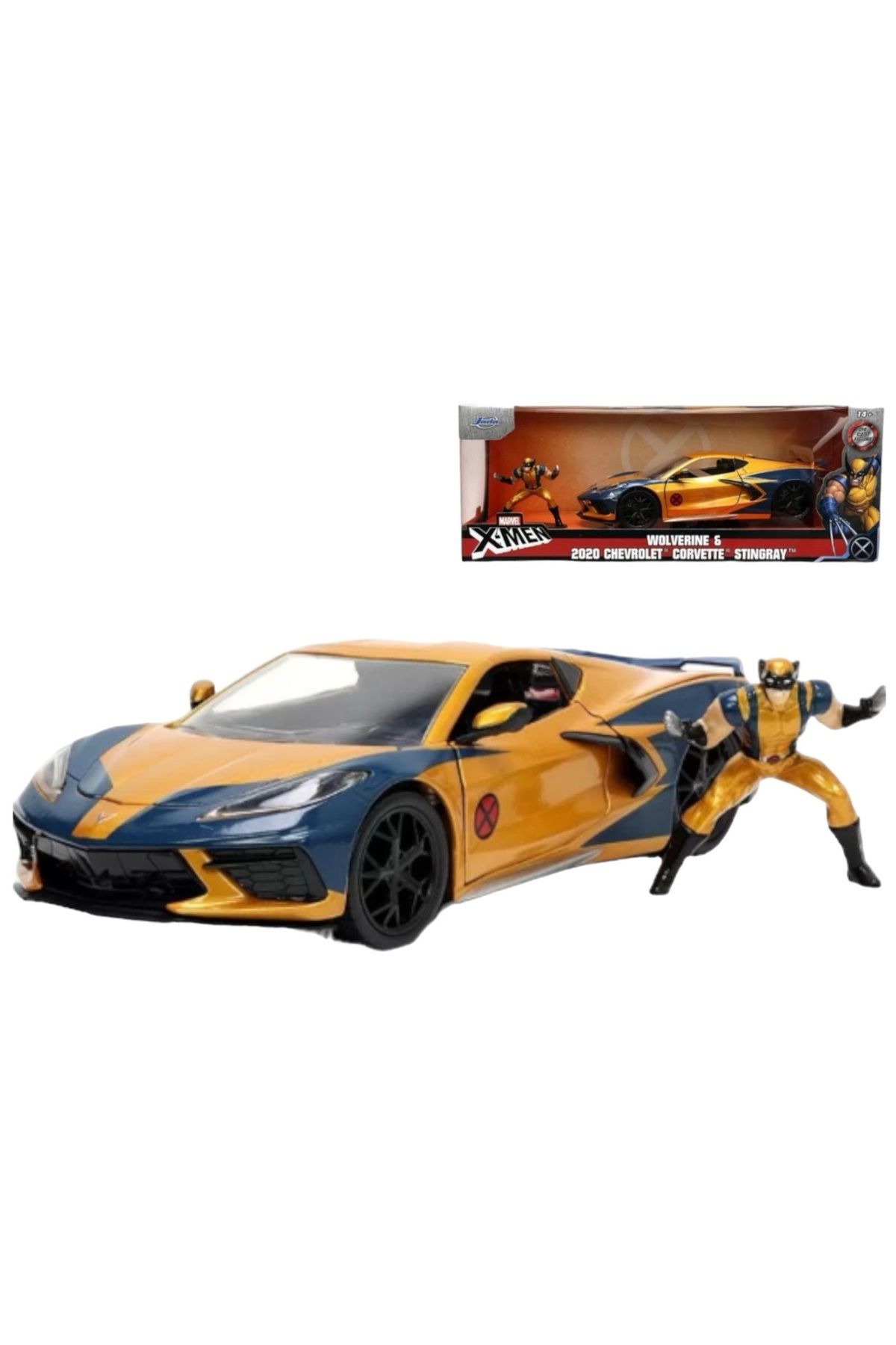 A-T AYZE-TRENDY 1:24 2020 CHEVROLET CORVETTE STİNGRAY MODEL ARABA VE WOLVERİNE FİGÜR 80319