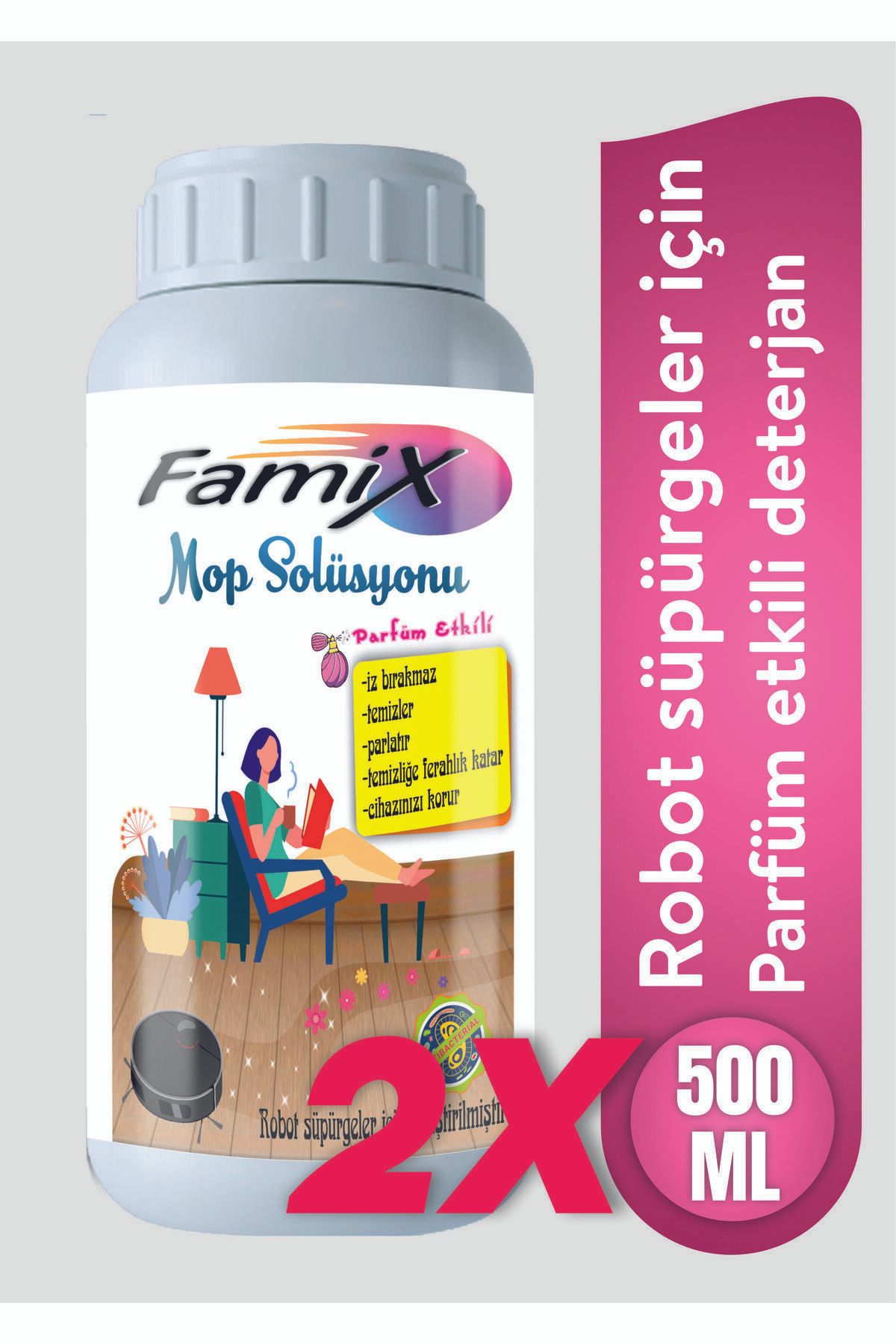 famix Mop Solüsyonu 500 Ml 2 Adet ( Robot Süpürge Deterjanı)