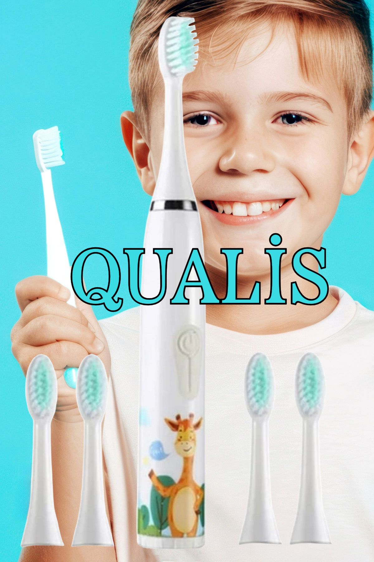 Qualis X4 Sonic Pilli Çocuk Diş Fırçası 6 Başlık