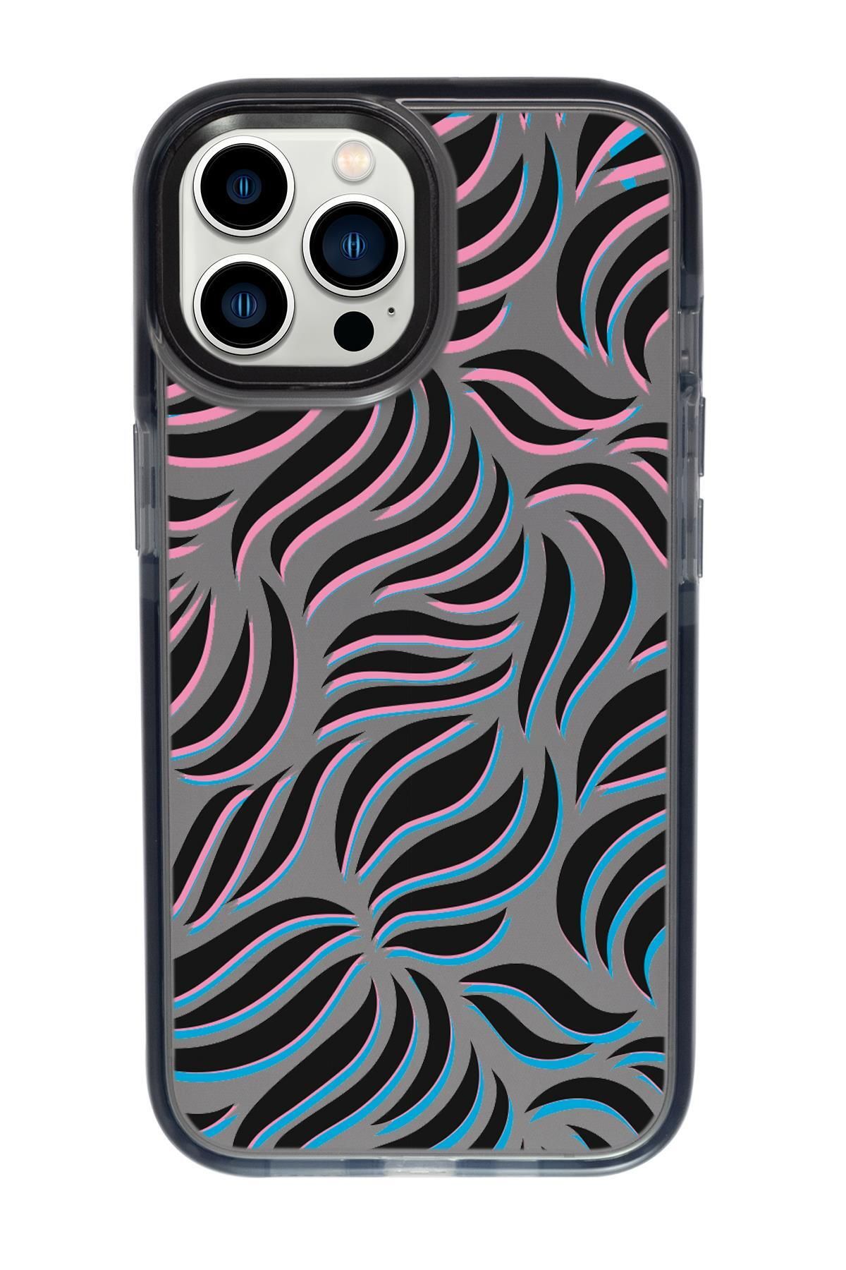 mooodcase iPhone 13 Pro Max Uyumlu Color Wave Desenli Candy Bumper Silikonlu Telefon Kılıfı