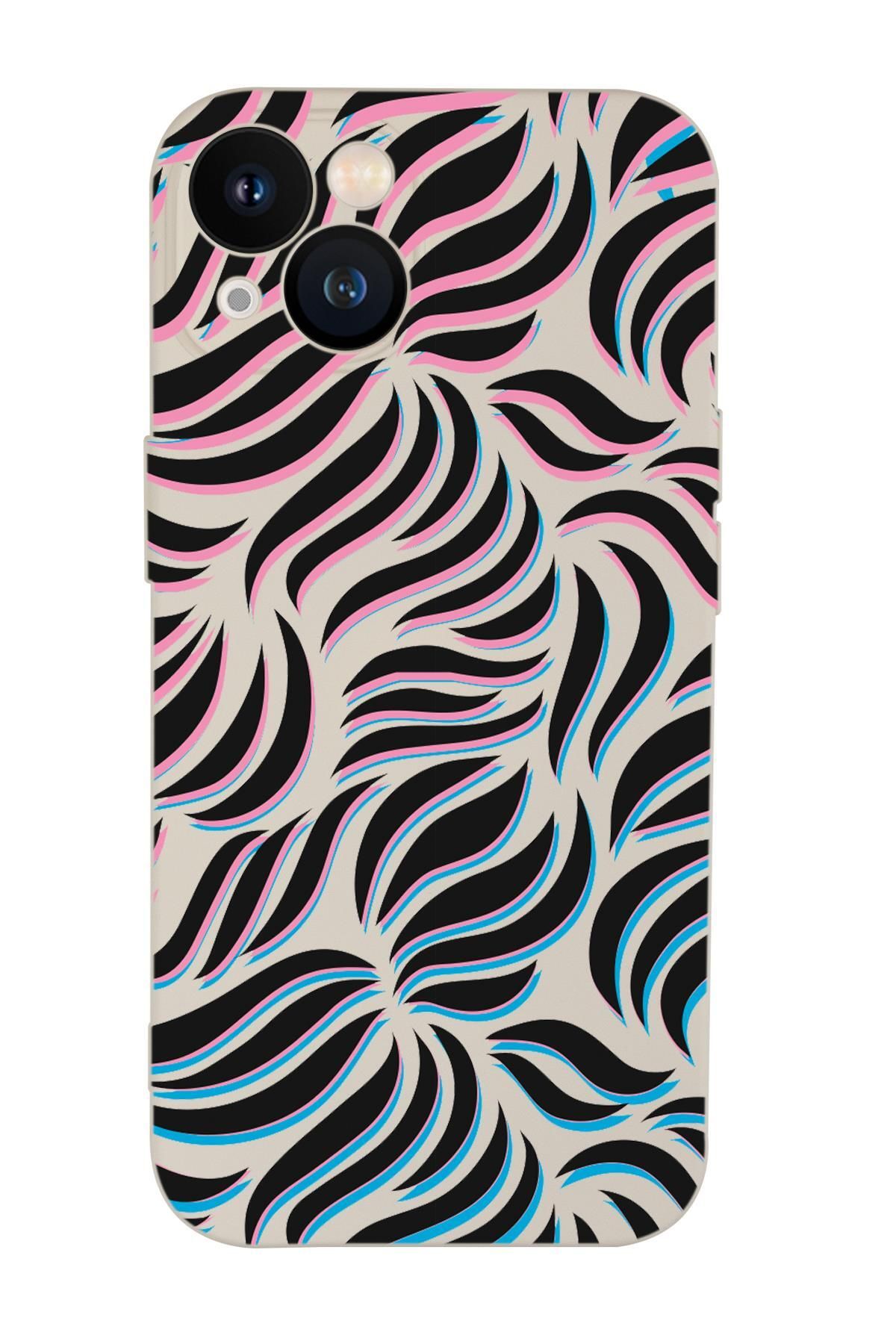 mooodcase iPhone 13 Uyumlu Color Wave Desenli Kamera Korumalı Premium Silikonlu Telefon Kılıfı