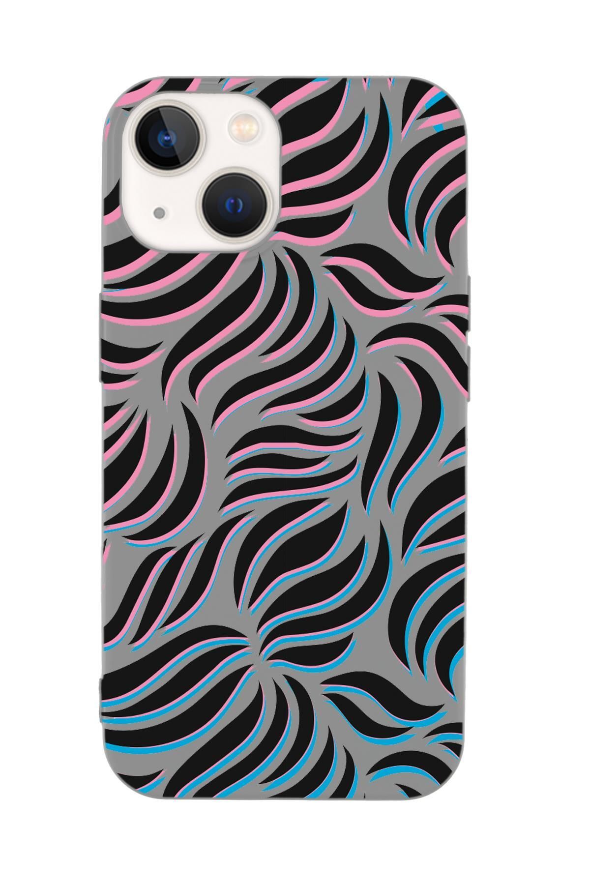 mooodcase iPhone 14 Uyumlu Color Wave Desenli Premium Silikonlu Telefon Kılıfı