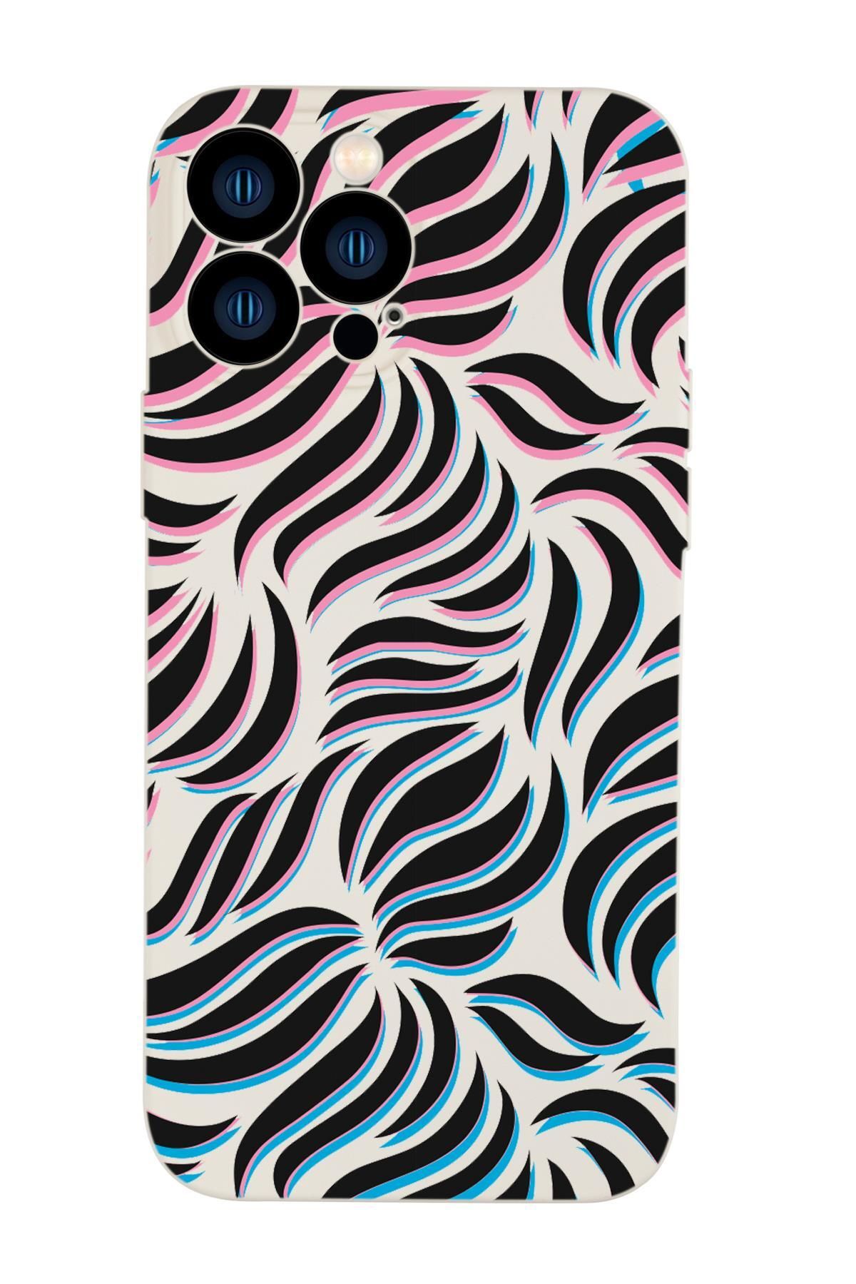 mooodcase iPhone 13 Pro Uyumlu Color Wave Desenli Kamera Korumalı Premium Silikonlu Telefon Kılıfı