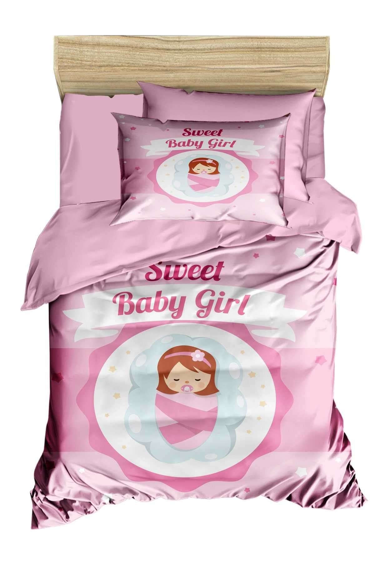 Mira Home Yenidoğan Kız Bebek Nevresim Takımı %100 Pamuklu Sweet Baby Girl