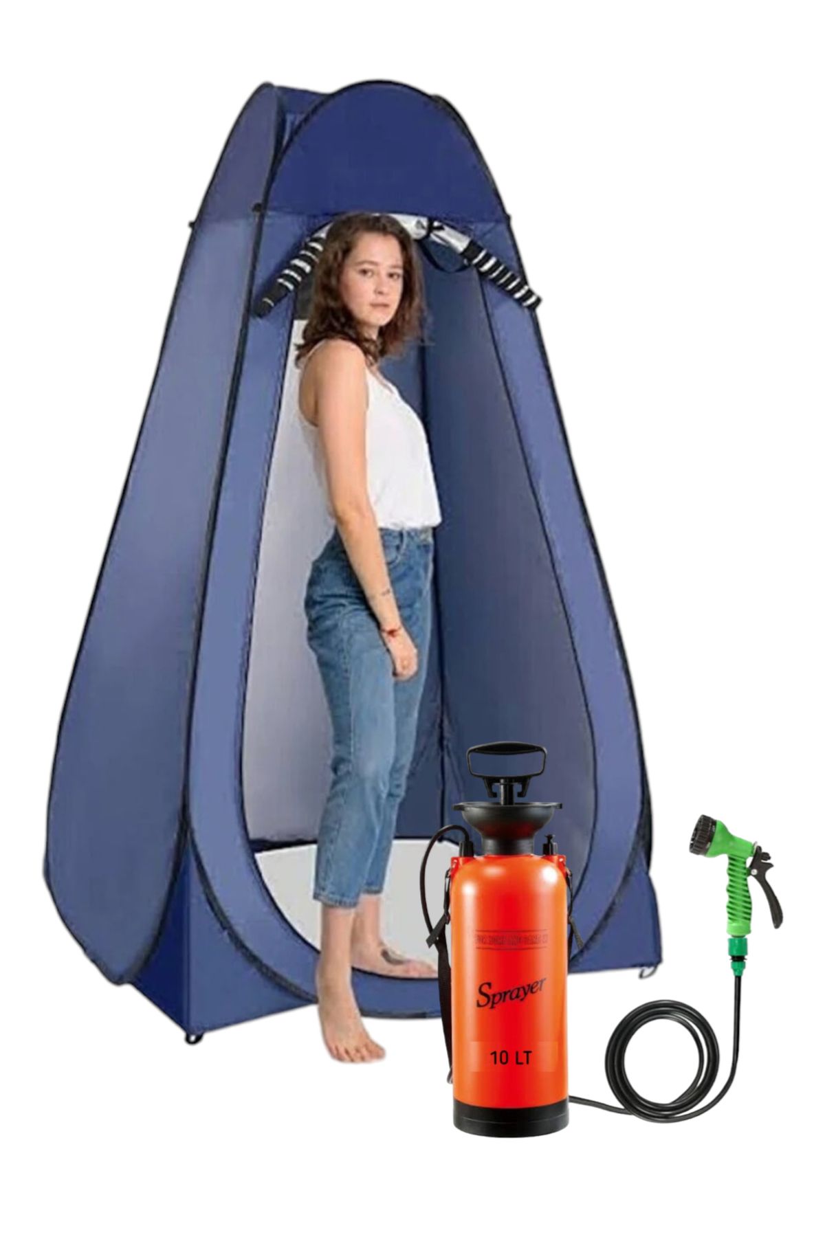 Bood Kamp Alanı Duş Giyinme Wc Çadırı ve 10 Litre Kamp Duşu Taşınabilir Duş