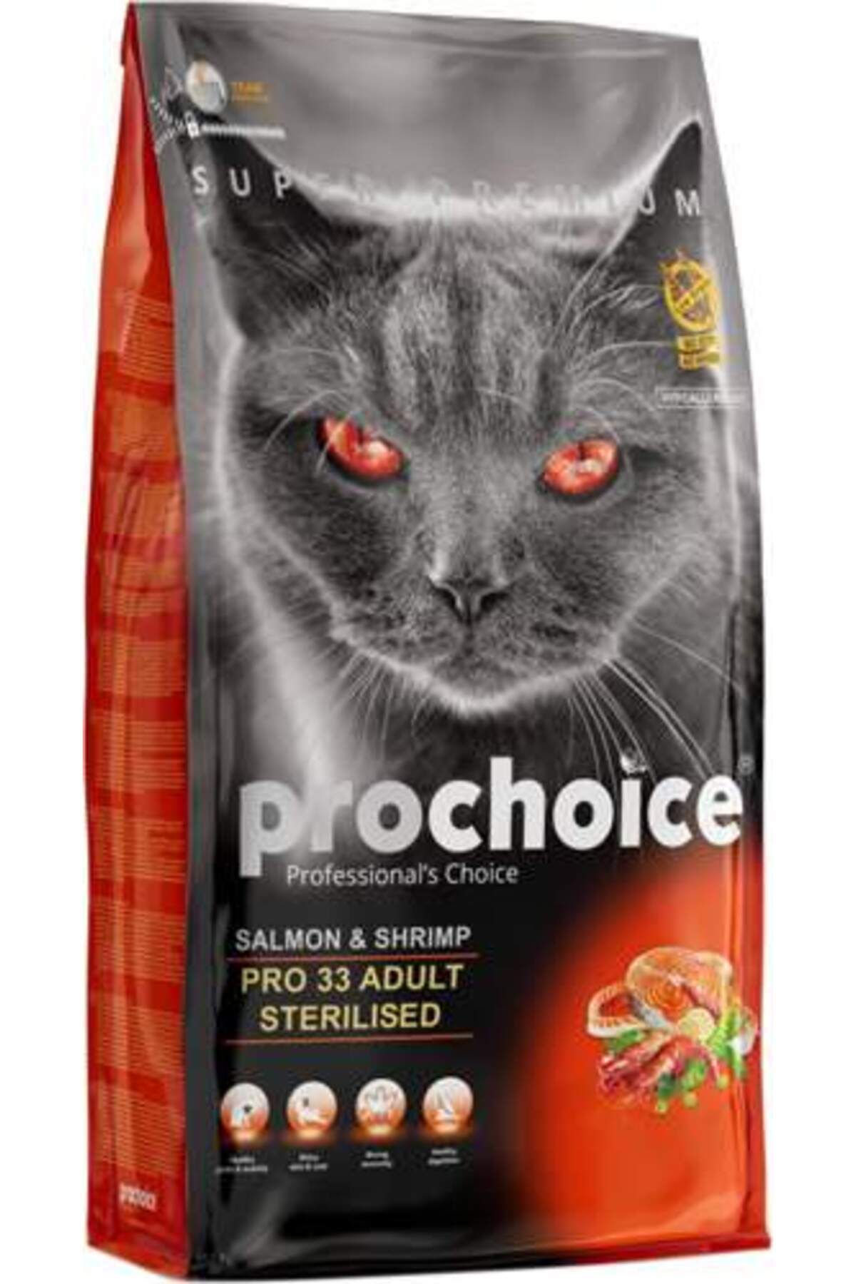 Pro Choice Pro Choice 33 Somonlu Karidesli Düşük Tahıllı Kısırlaştırılmış Kedi Maması 15 Kg