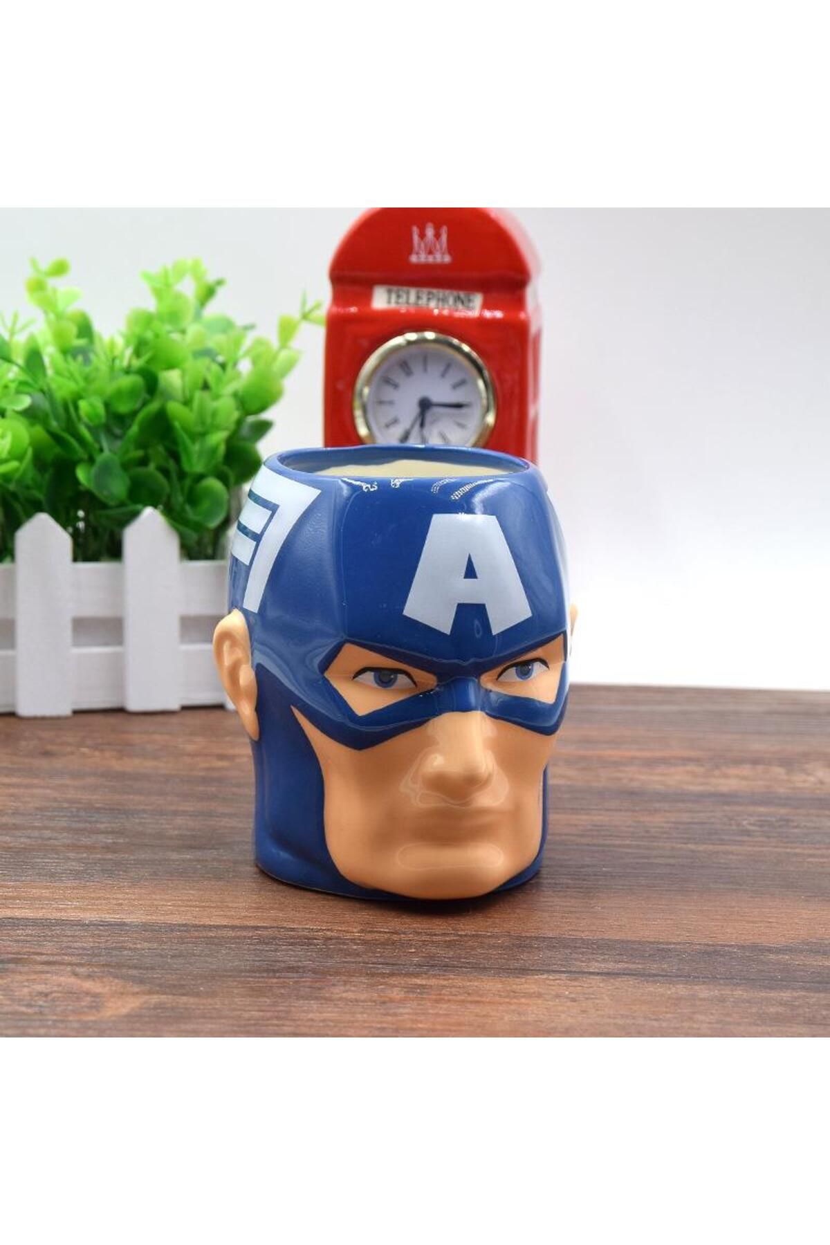 Piraye Gift Süper Kahraman Kaptan Amerika Kupa Marvel 3D Avengers Su Bardağı Kahve Süt Çay Seramik Bardak
