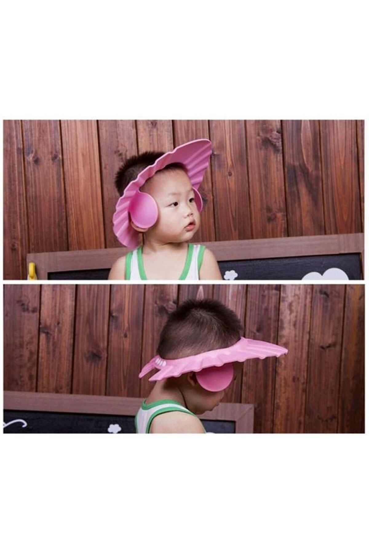 BYR Byrurg Kulaklıklı Düğmeli Ayarlanabilir Bebek Banyo Şapkası  Byrnew