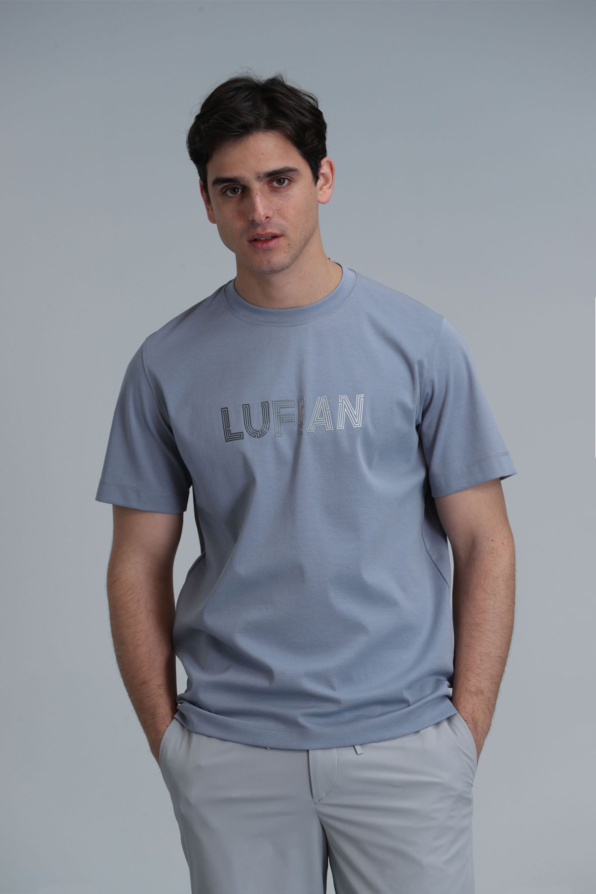 Lufian Benjamın Modern Grafik T- Shirt Mavi