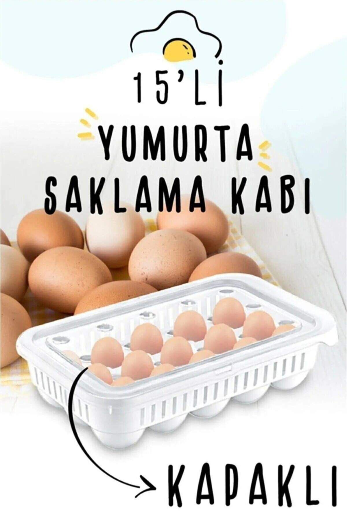 ELTHEWAN TOPTANBULURUM 15'li Şeffaf Yumurta Saklama Kabı Yumurtalık Buzdolabına Uygun 15 li Yumurta Saklama
