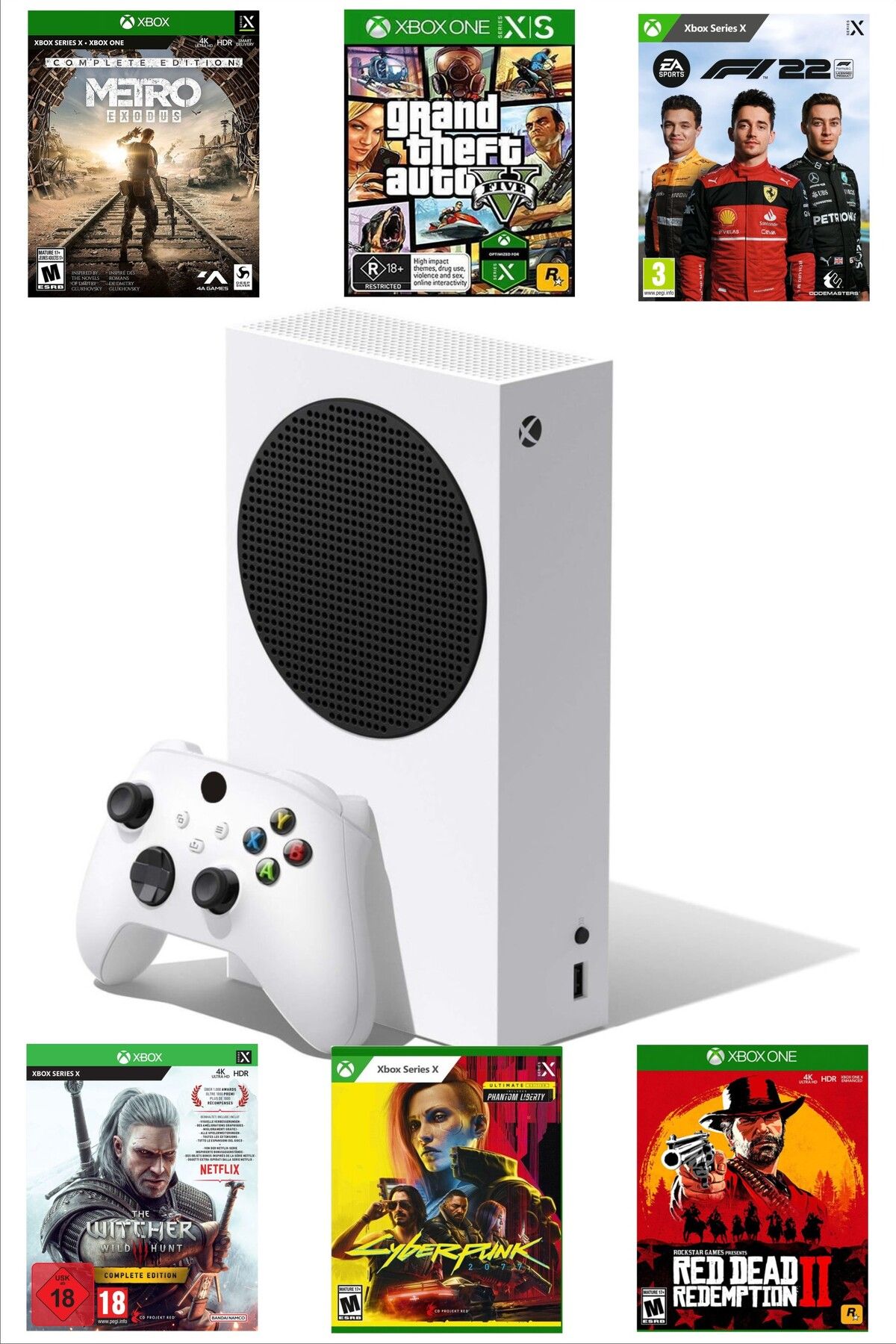 Microsoft Xbox Series S 512 Gb (Teşhir) + Dijital GTA 5, Cyberpunk 2077 Dahil 6 Dijital Oyun +12 Ay Garantili