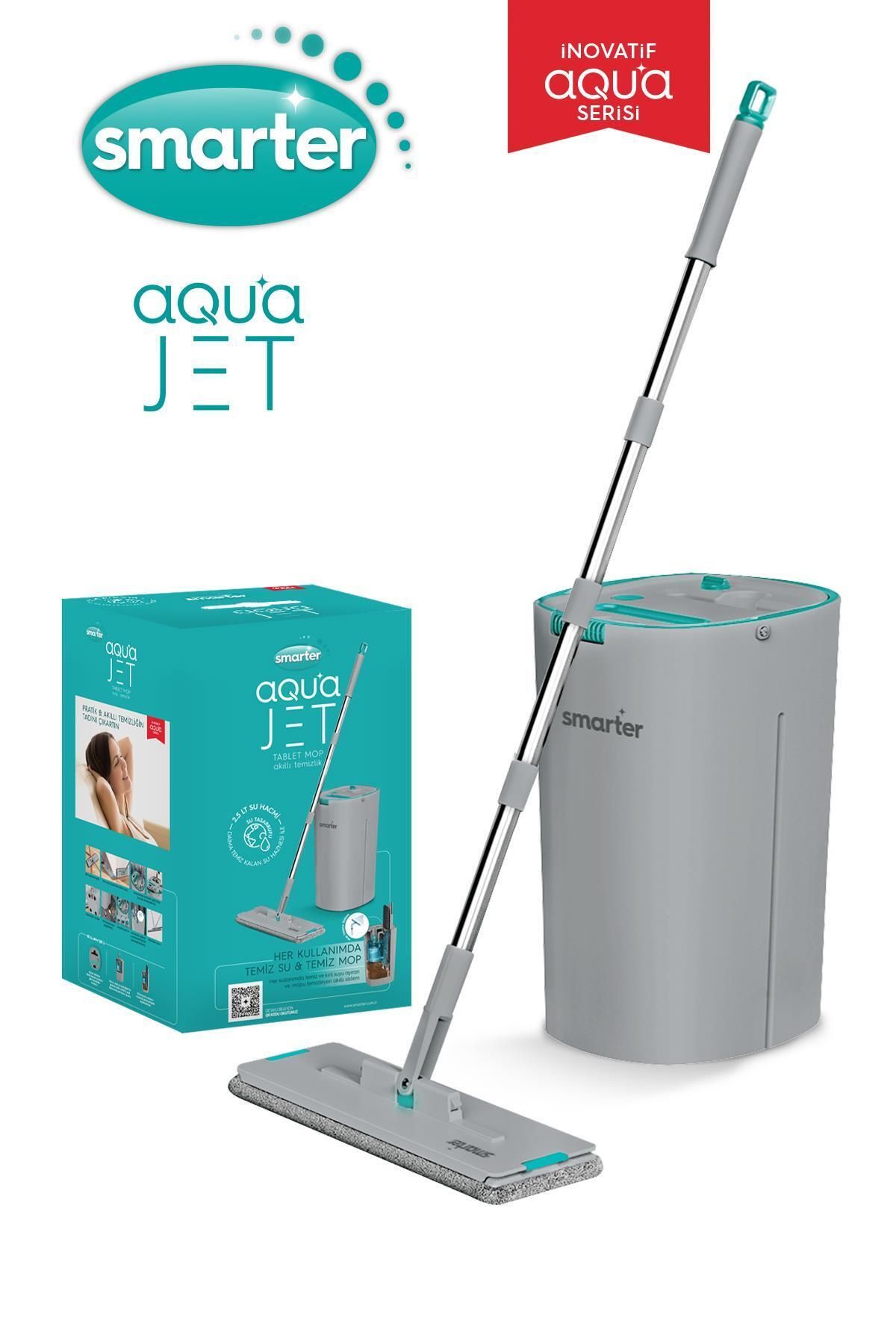 SMARTER Aqua Jet Temiz & Kirli Suyu Ayırma Özelliği Tablet Mop Temizlik Seti Paspas