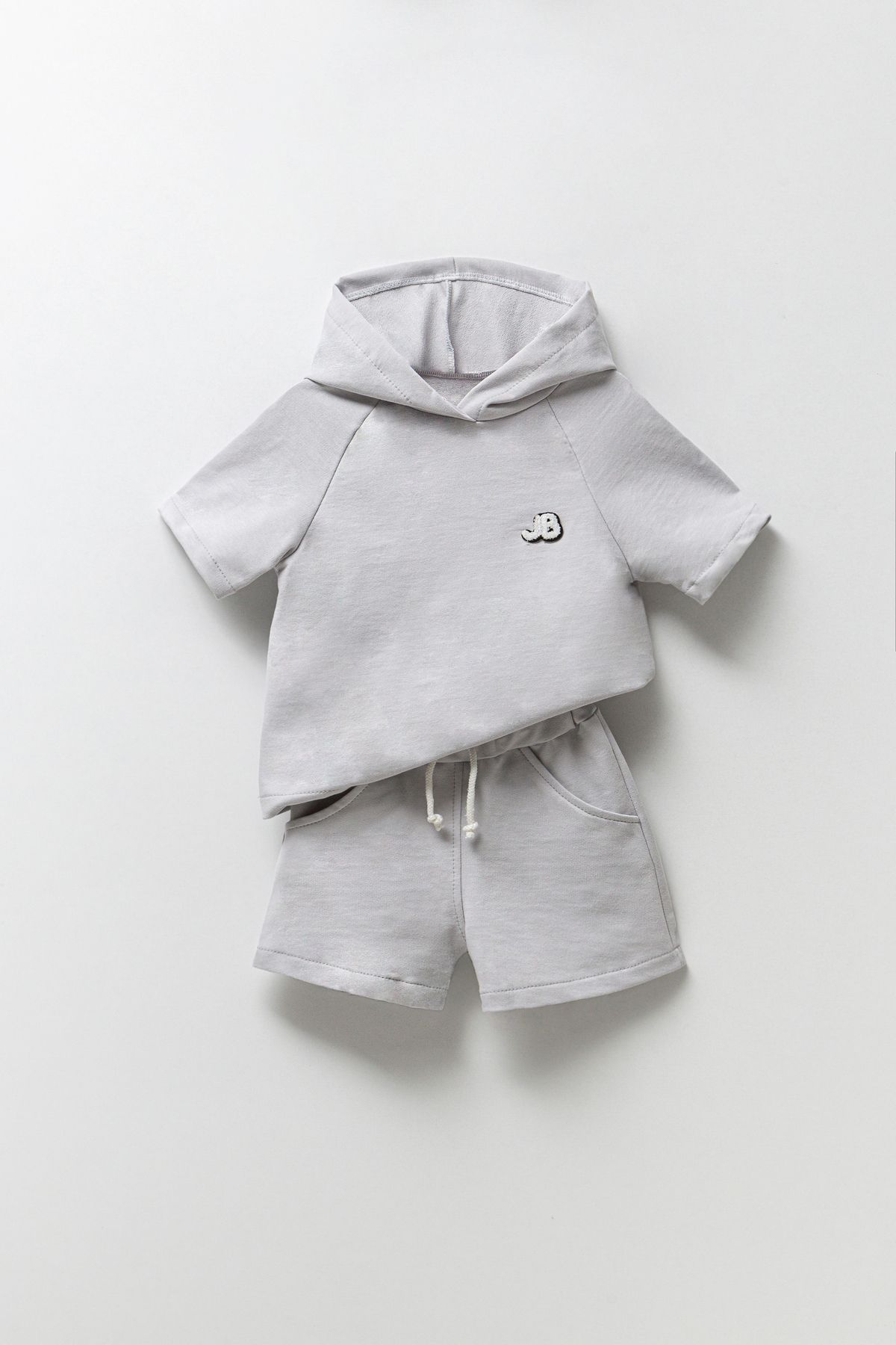 Jikko Baby Kapüşonlu Kısa Kollu Erkek Bebek Tişört ve Şort 2'li Takım 9004