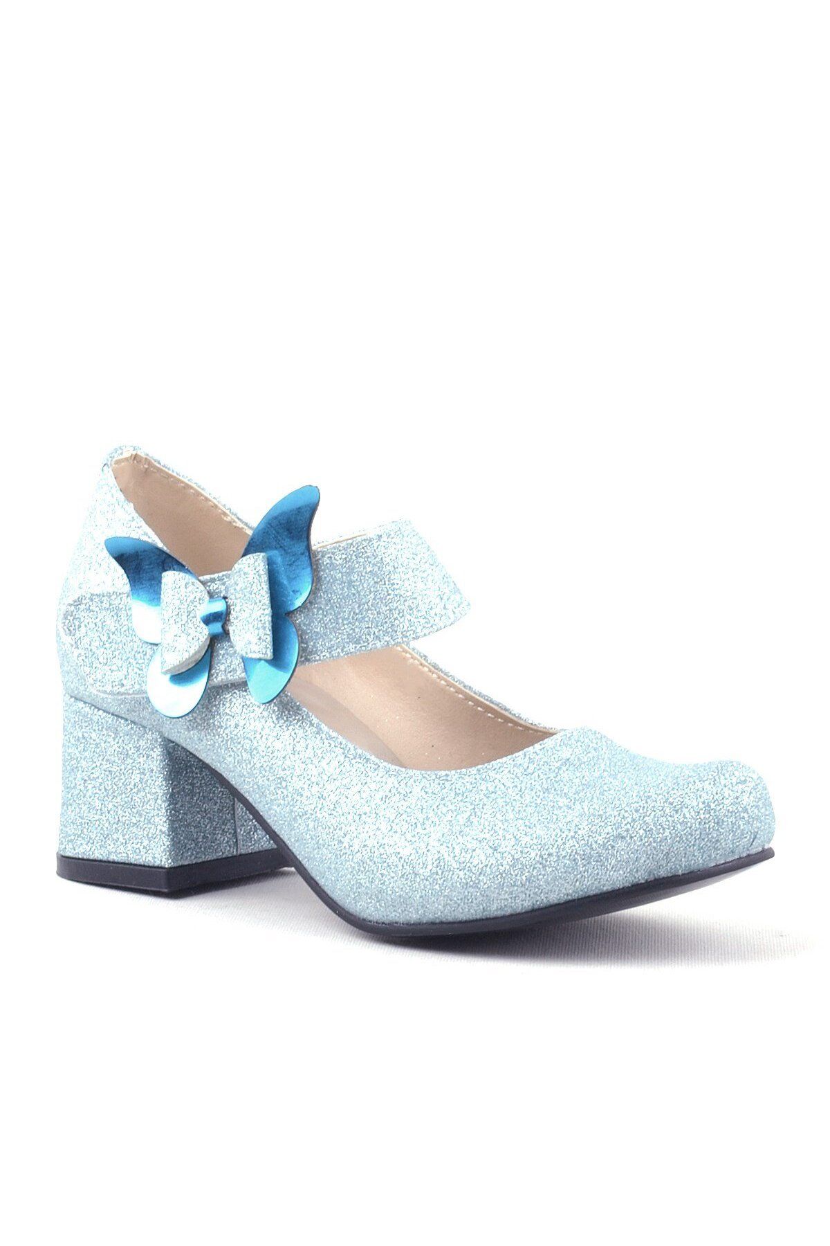 hapshoe Winx Mavi Işıltılı Kelebekli Kız Çocuk Topuklu Ayakkabı
