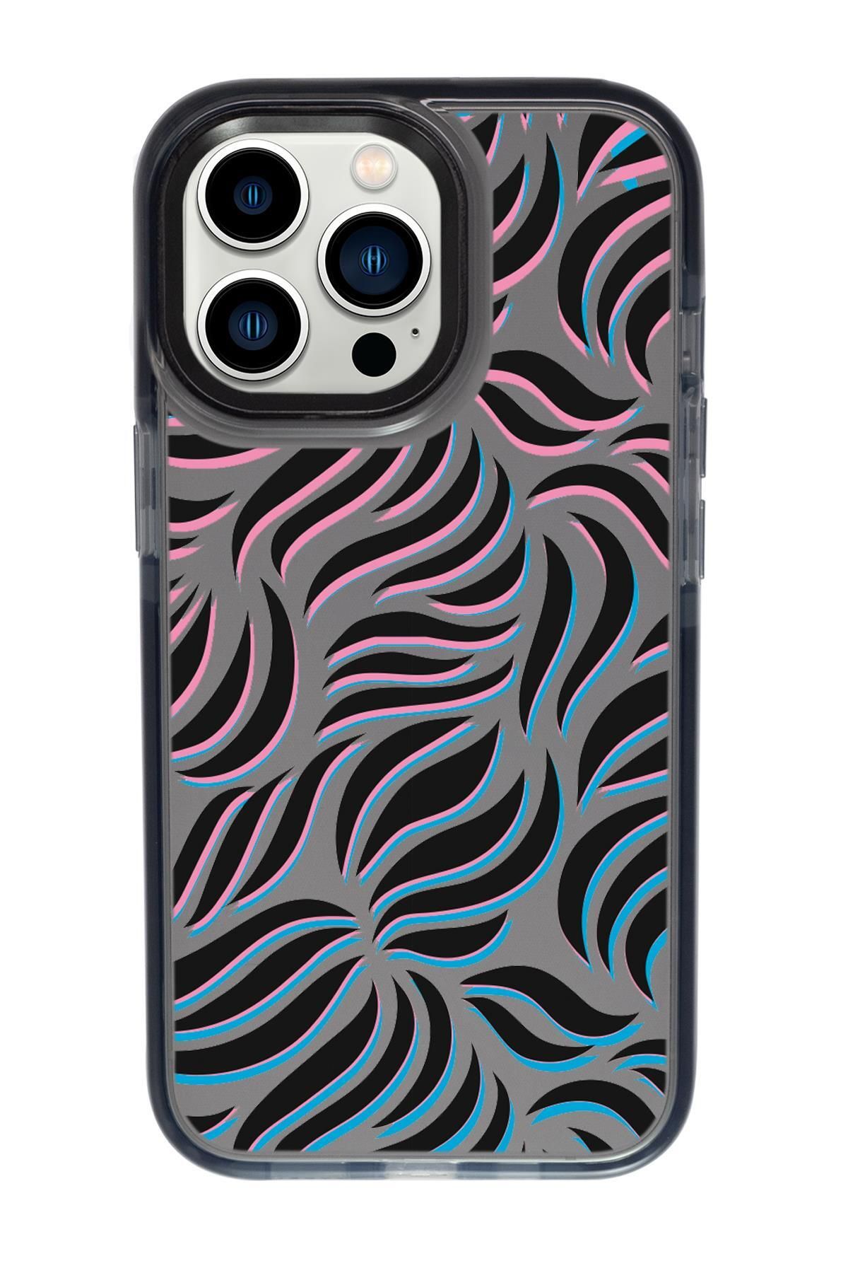 mooodcase iPhone 13 Pro Uyumlu Color Wave Desenli Candy Bumper Silikonlu Telefon Kılıfı