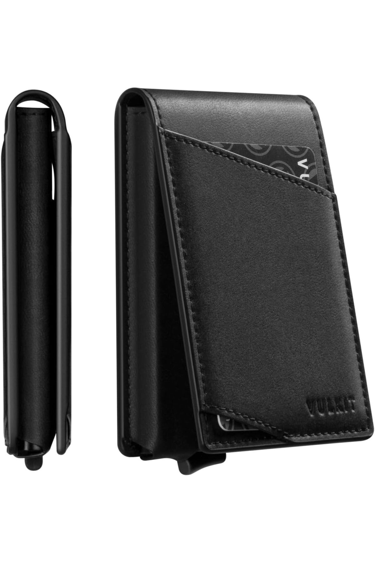 VULKIT İnce Cüzdan Erkekler için Açılır Kart Tutucu Minimalist Bifold Cüzdan Manyetik Kapatma 12 Kart