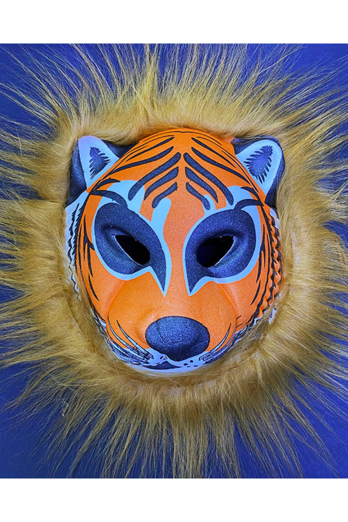 Genel Markalar Kahverengi Peluş Saçlı Kırılmaz Yumuşak Tiger Maskesi 22x19 Cm (4101)