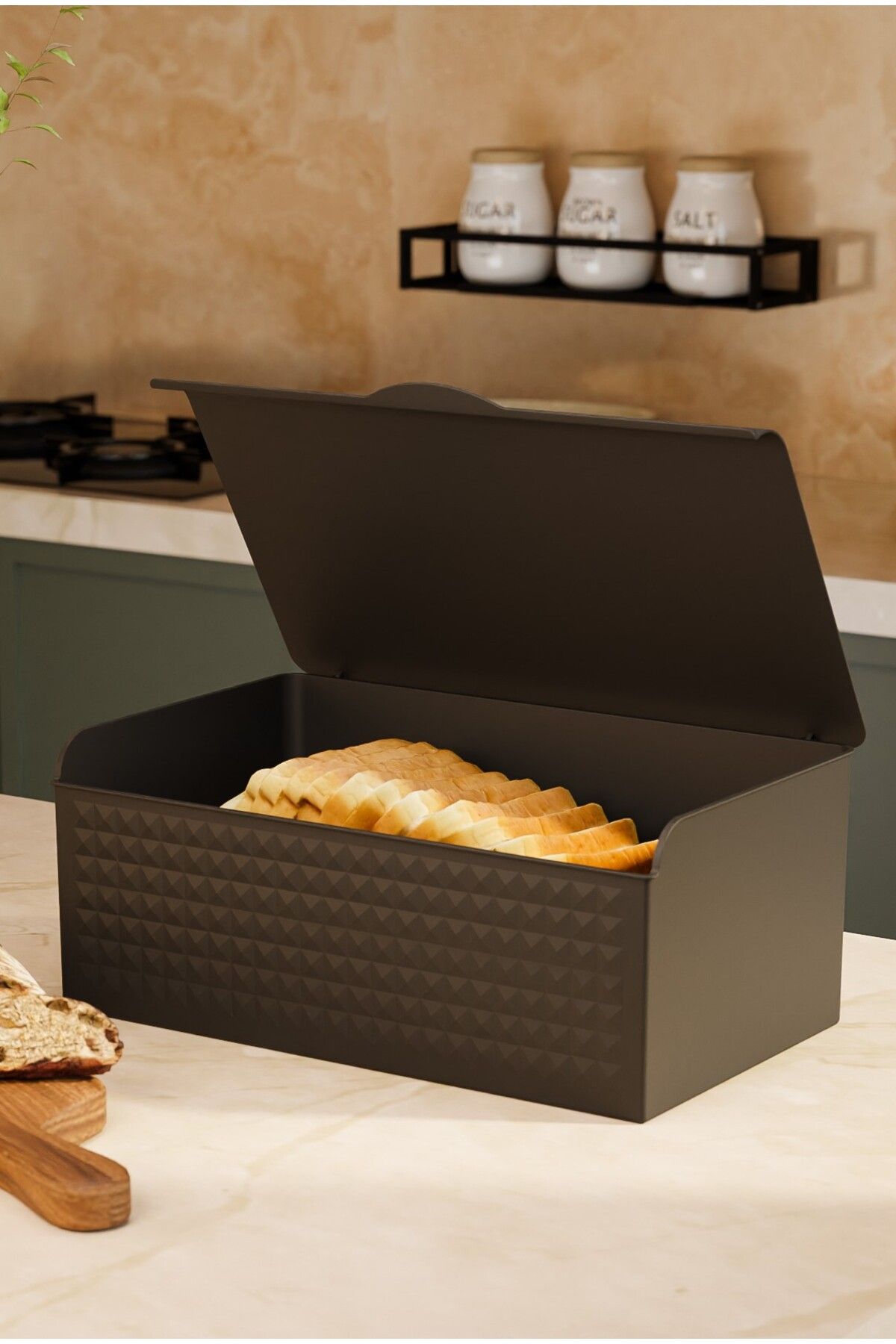 Çavdar Group Four Desenli Ekmeklik 34 cm Ekmek Kutusu Bakliyat Saklama Kabı