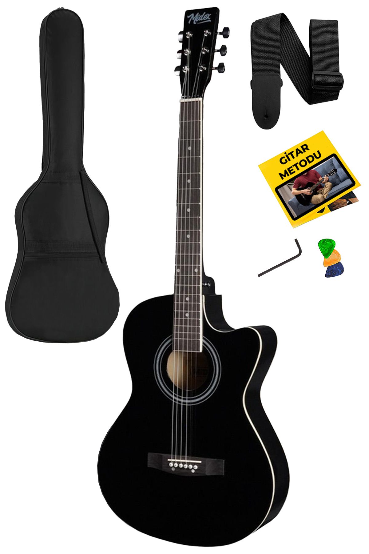 Midex Outlet Ürünü Xc-12bk-out Kesik Kasa Akustik Gitar