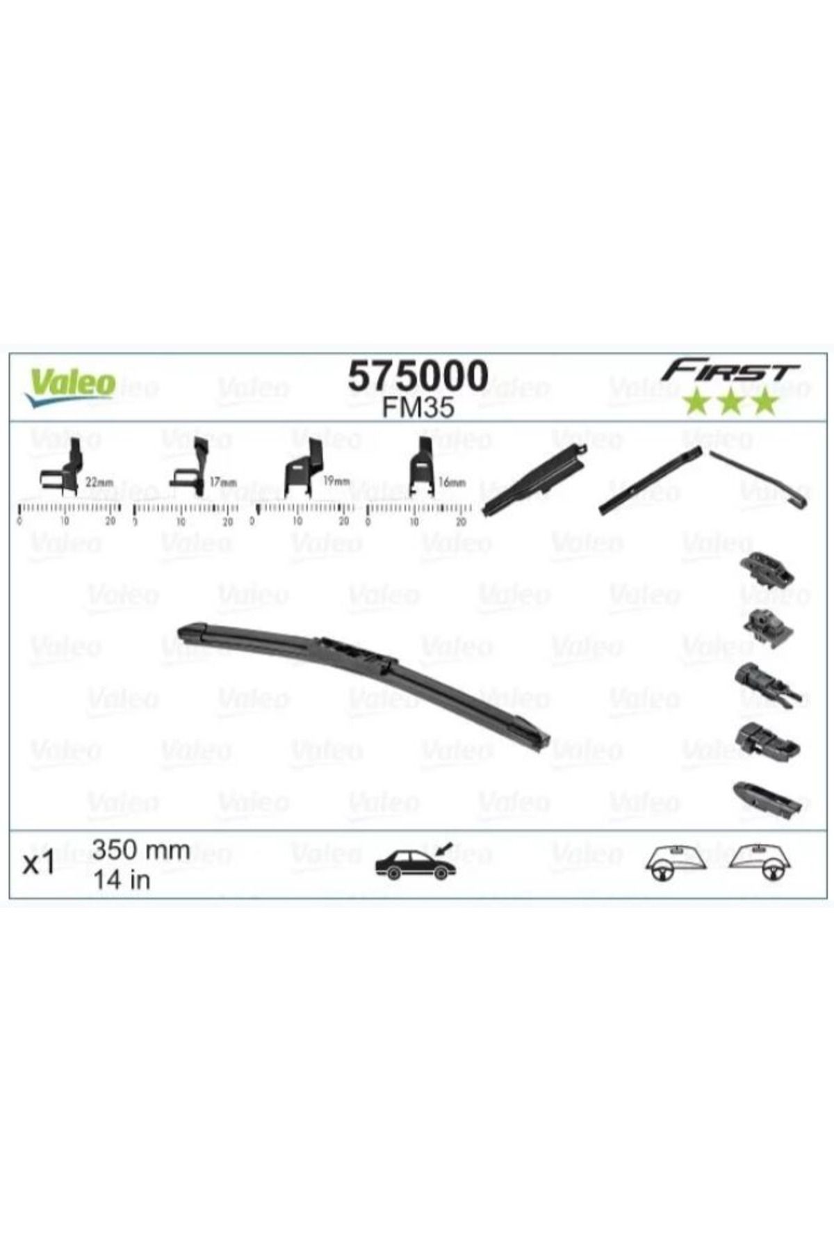 Valeo Fırst Multıconnectıon Flat Blade (muz Tıpı) Sılecek (unıversal) Flat Blade Fm35 (x1) (350 Mm) -