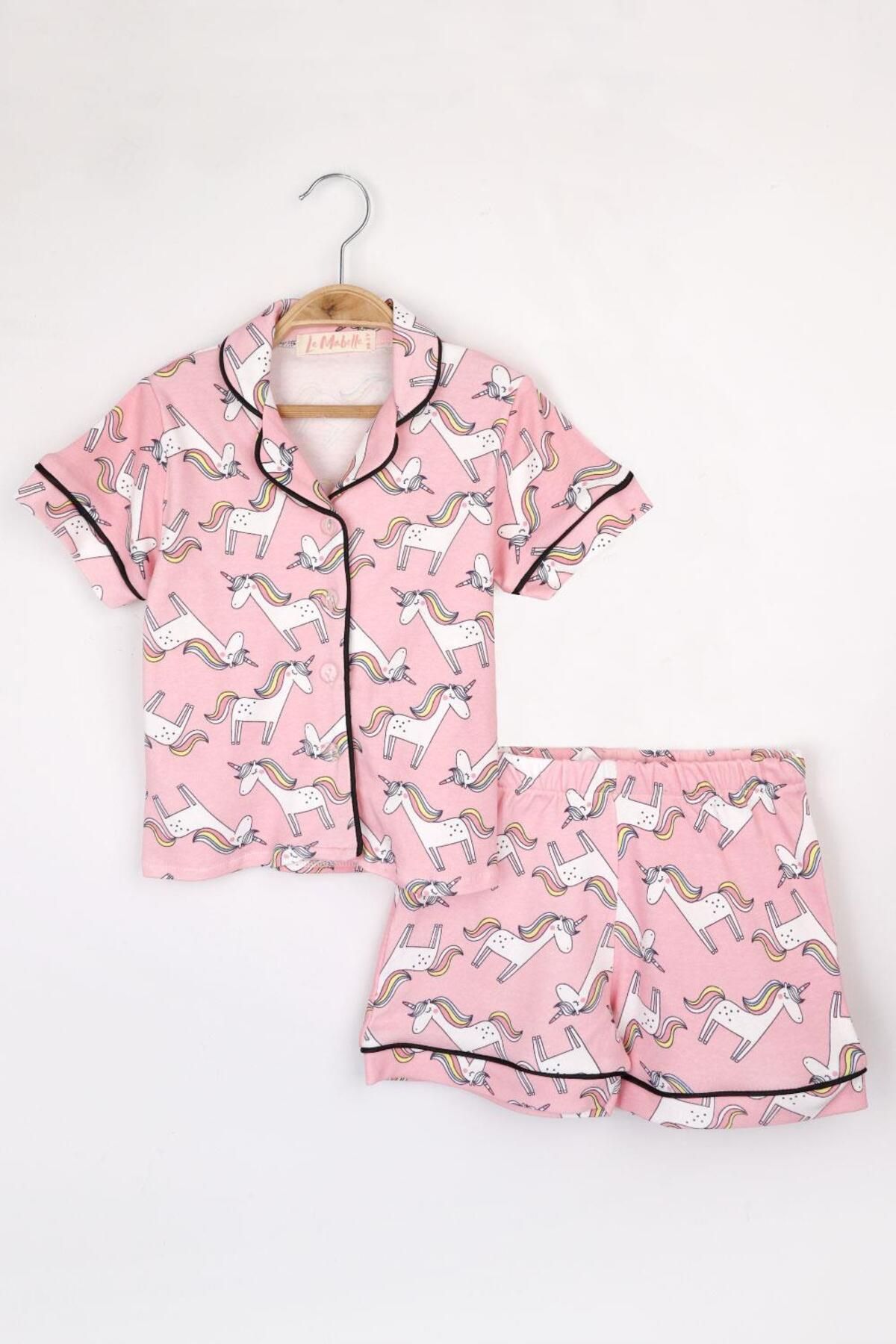 Le Mabelle Açık Pembe Unicorn Penye Kız Çocuk Pijama Takımı
