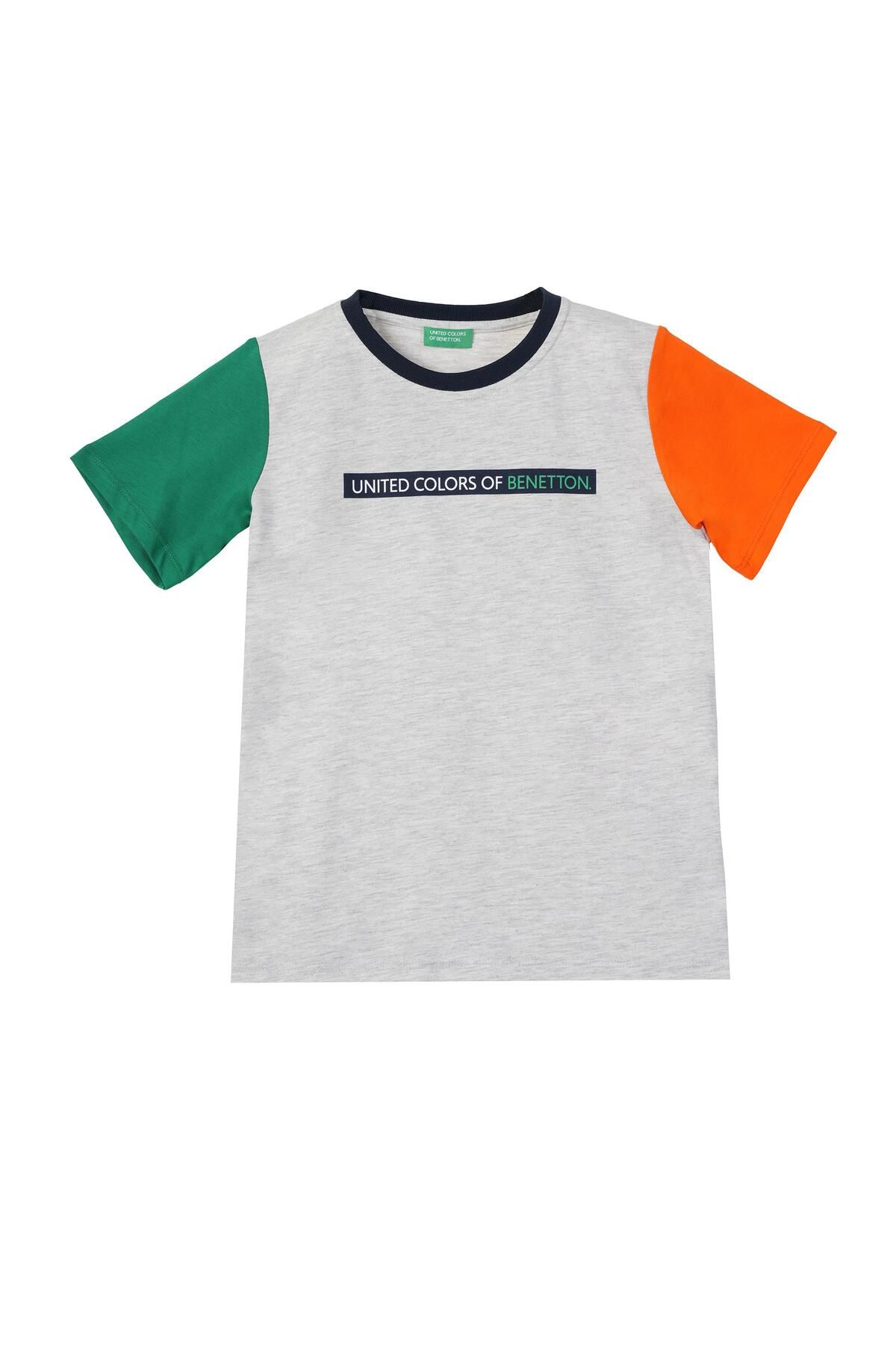 Benetton United Colors of Benetton Erkek Çocuk Gri Melanj T-shirt BNT-B21374