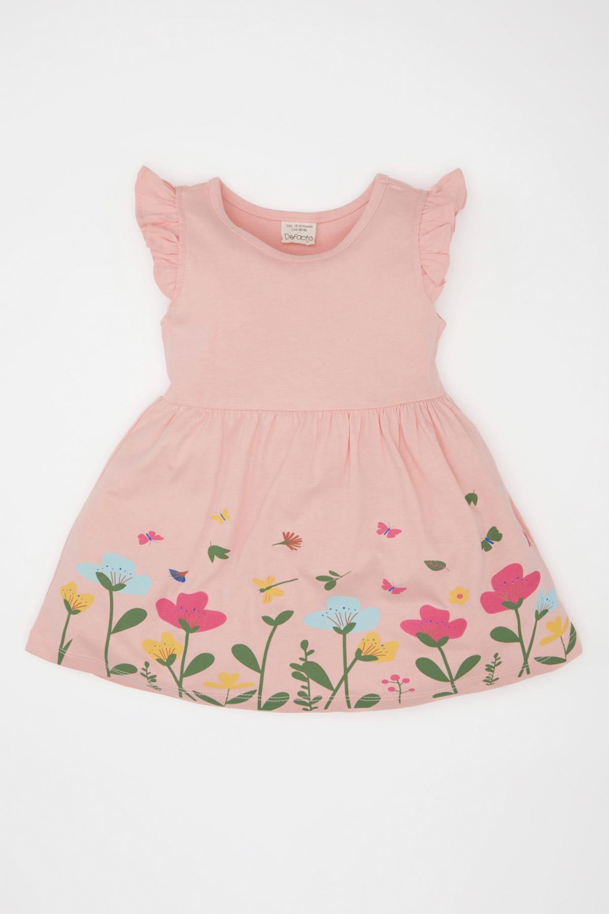 Defacto Kız Bebek Çiçekli Kısa Kollu Elbise C0075A524SM