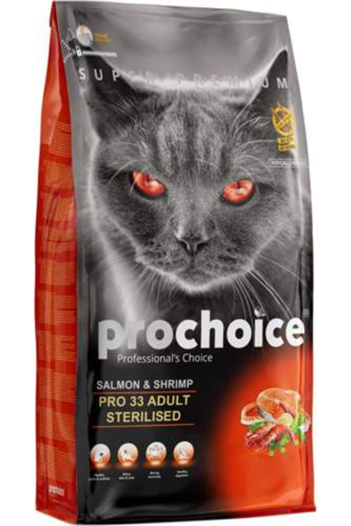 Pro Choice Pro33 Kısırlaştırılmış Somonlu Karidesli 15 Kg Kedi Maması