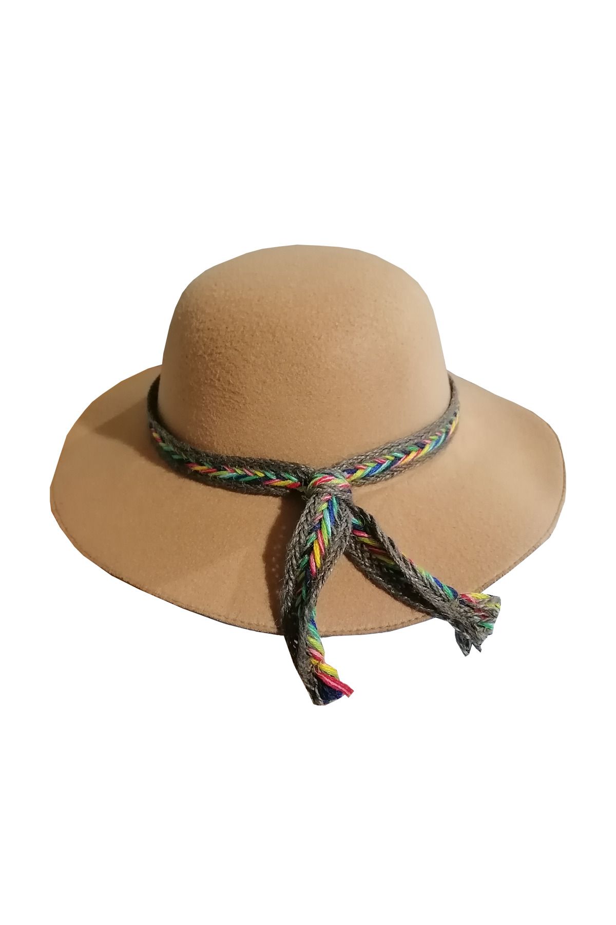 Bay Şapkacı Kız Çocuk Geniş Kenarlı Kaşe Şapka Kahverengi 7168