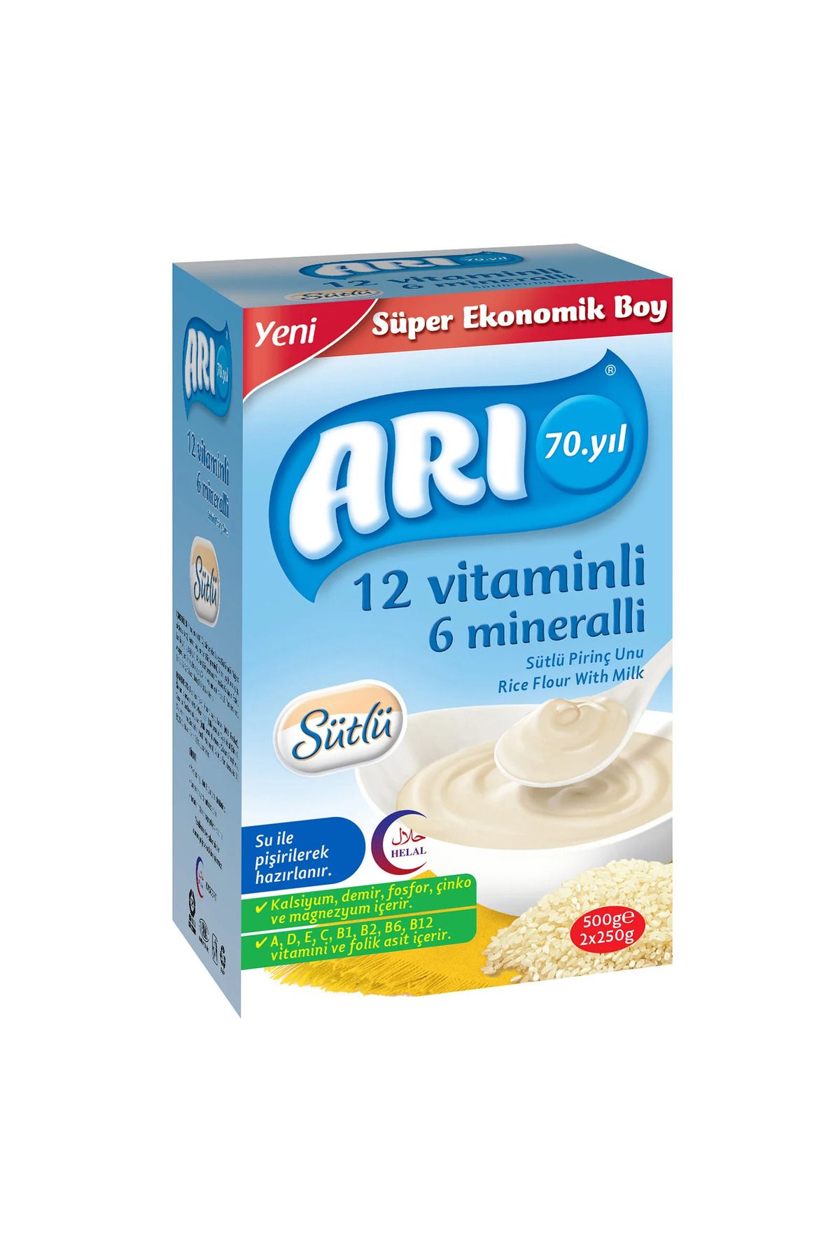 ARI 12 Vitaminli 6 Mineralli Sütlü Pirinç Unu 500 gr