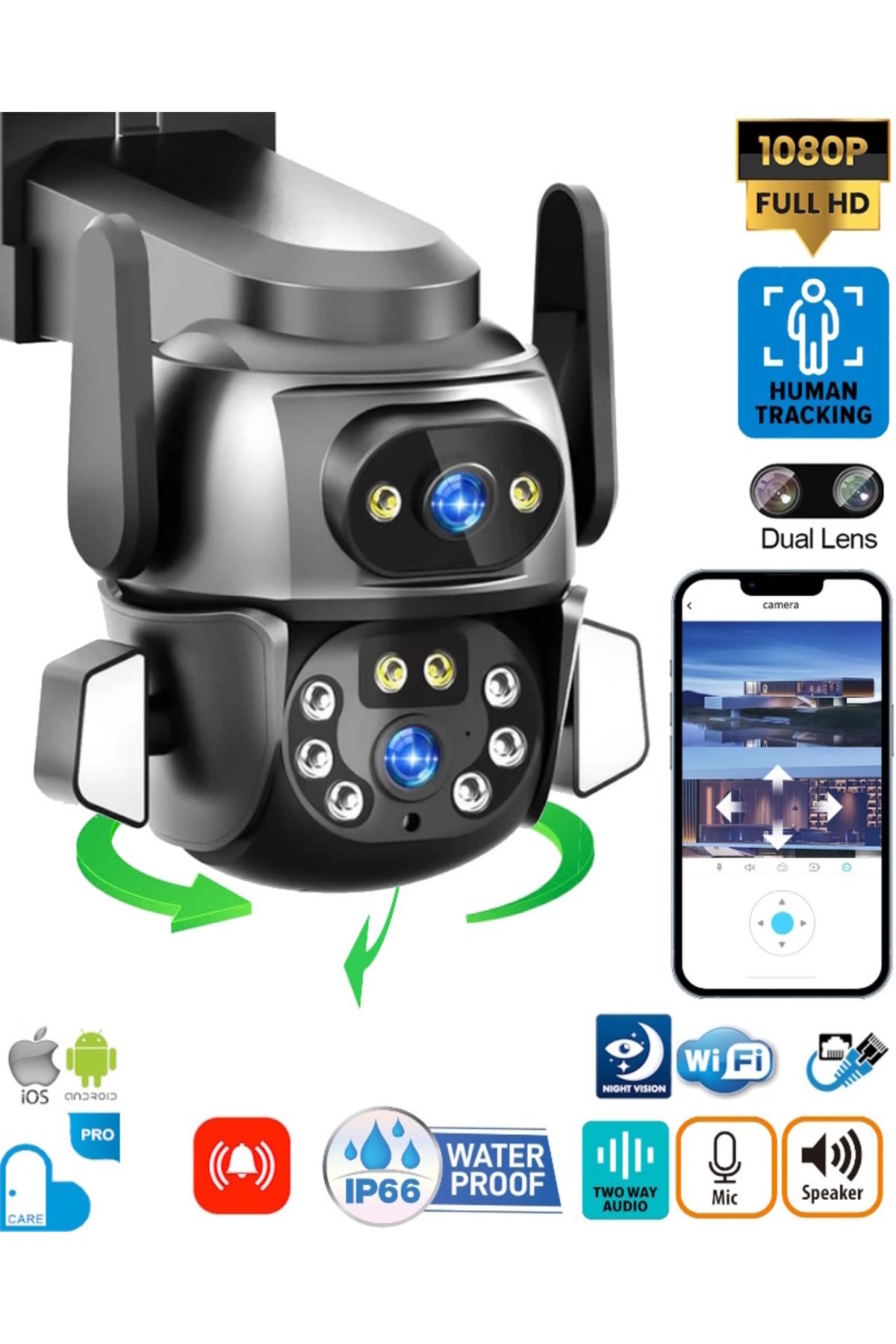Ventus MPIA Hina Dual Lens 360° Hareketli WiFi Waterproof Akıllı Ip Güvenlik Kamerası (CareCamPro) Uygulama