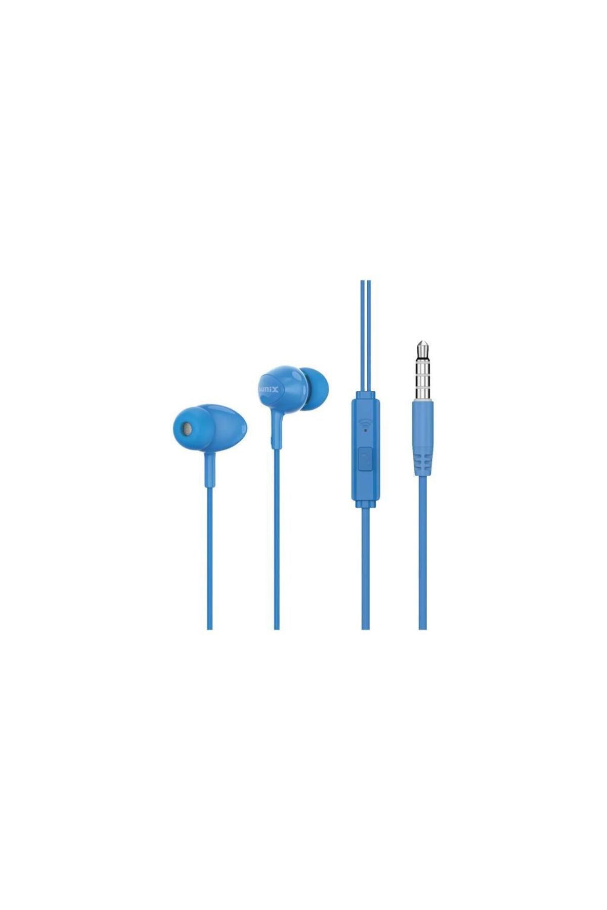 Sunix Stereo Mikrofonlu 3.5mm Kulak Içi Kablolu Kulaklık Mavi Sx-16