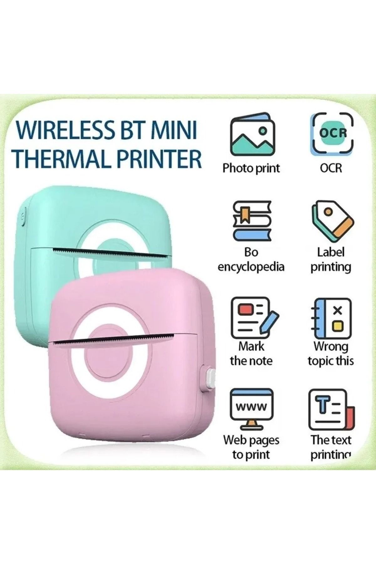 Schulzz Mini Akıllı Pembe Renk Yazıcı Cep Telefonu Bluetooth Taşınabilir Termal Fotoğraf Etiket
